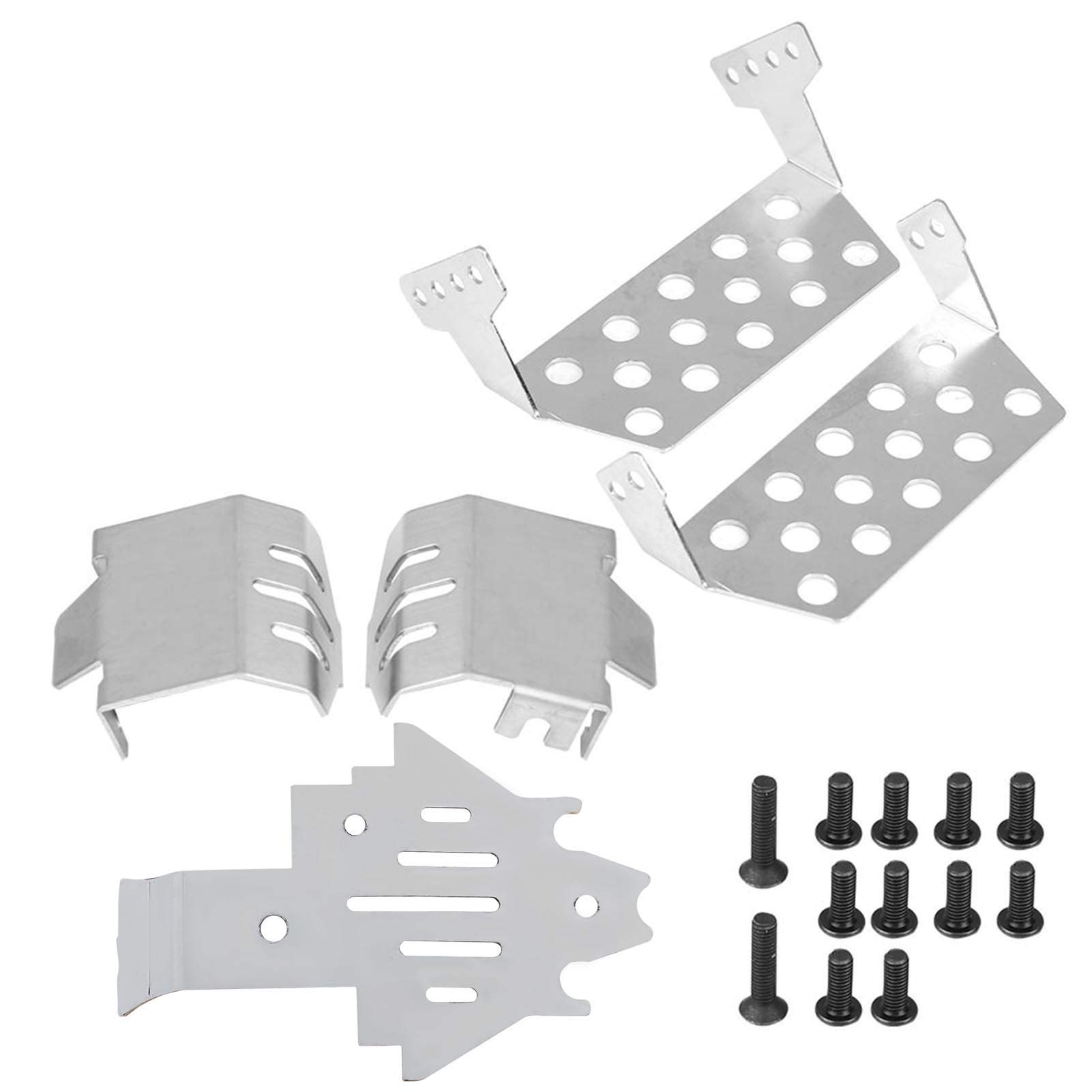 Stainless Steel RC Car Chassis Armor Guard Set - 5 Piece Skid Plate Replacement for Traxxas 4 82056-4 | Durable Protection for Off-Road Bashing, Crawling & Racing Accessories