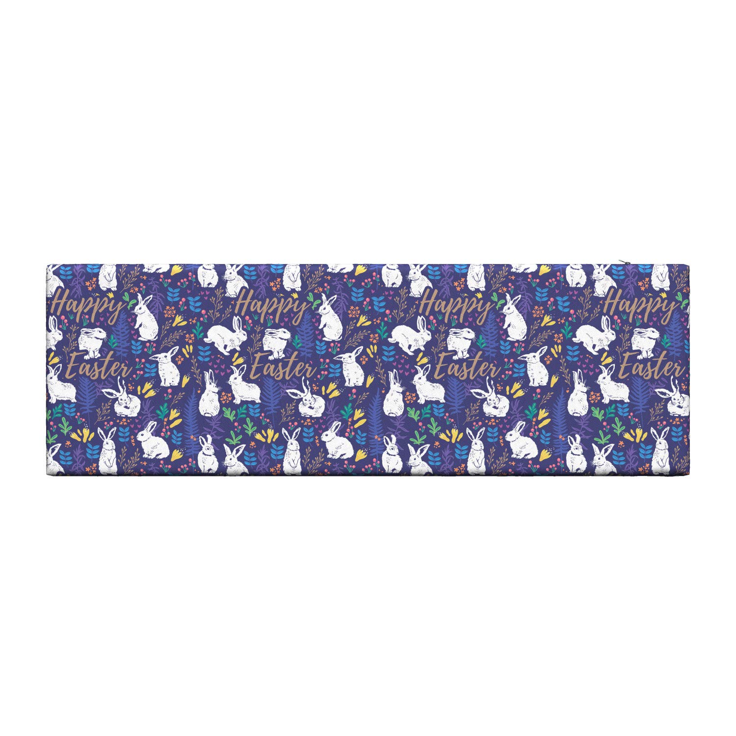 Ambesonne Easter Bench Cushion - Decorative HR Foam Seat Pad with Rabbit & Botany Design, Happy Easter Calligraphy, 45