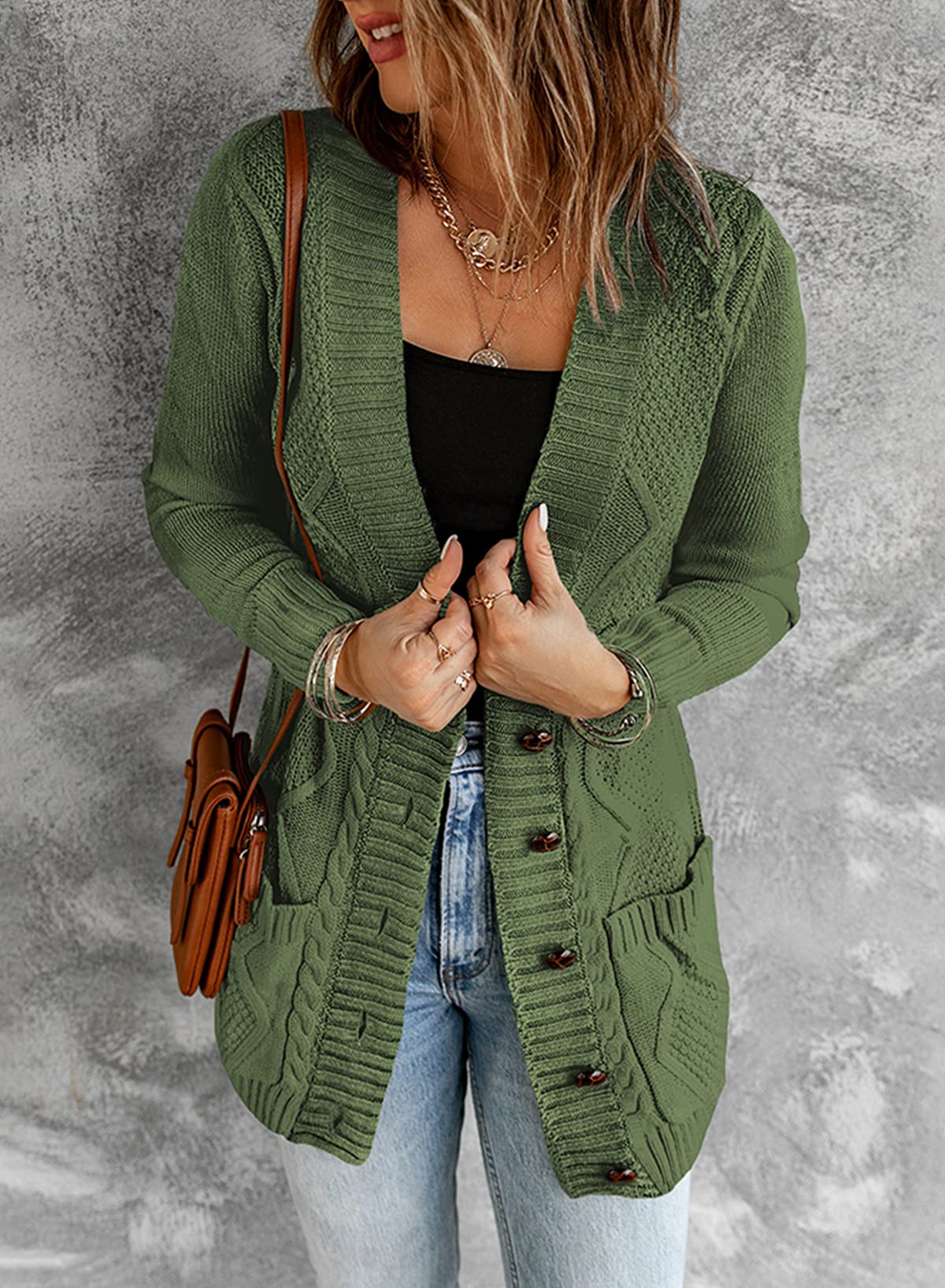 Sidefeel Women's Open Front Cardigan Sweater - Casual Button Down Knit Coat with Pockets | Perfect for Office, Lounge & Fall Layering