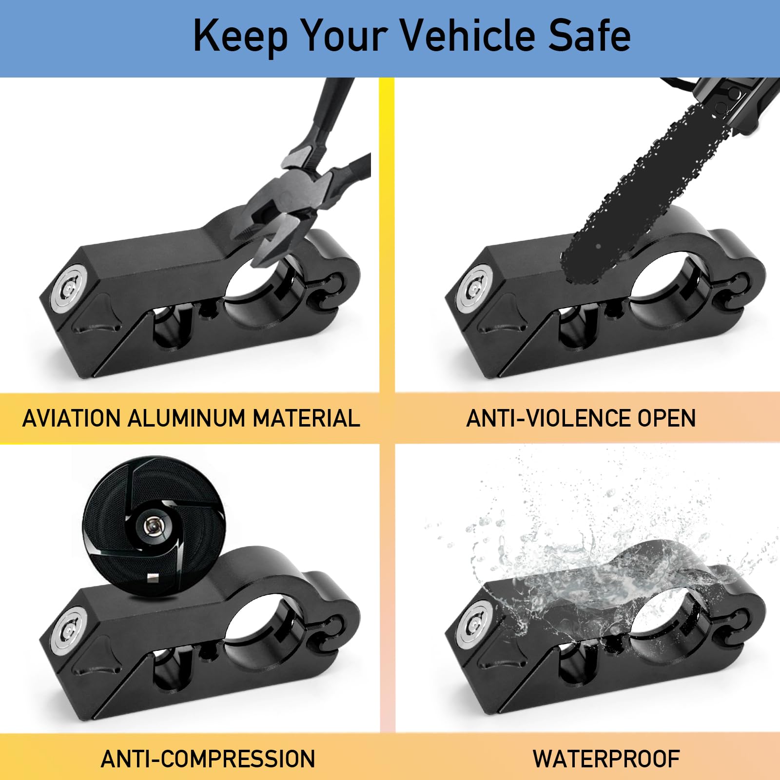 Heavy Duty Motorcycle Helmet Lock - Anti Theft for Scooter & Handlebar - Perfect for Outdoor Riding Security