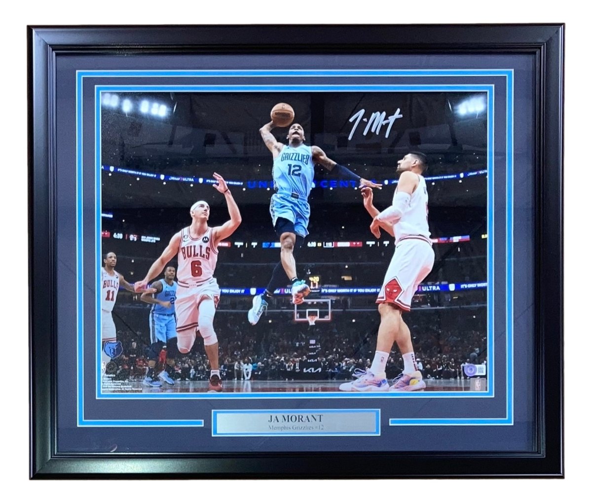 Authentic Ja Morant Autographed Framed 16x20 Photo - Memphis Grizzlies vs Chicago Bulls Game - Limited Edition NBA Memorabilia - Perfect for Sports Collectors, Man Cave Decor, and Basketball Fan Gifts