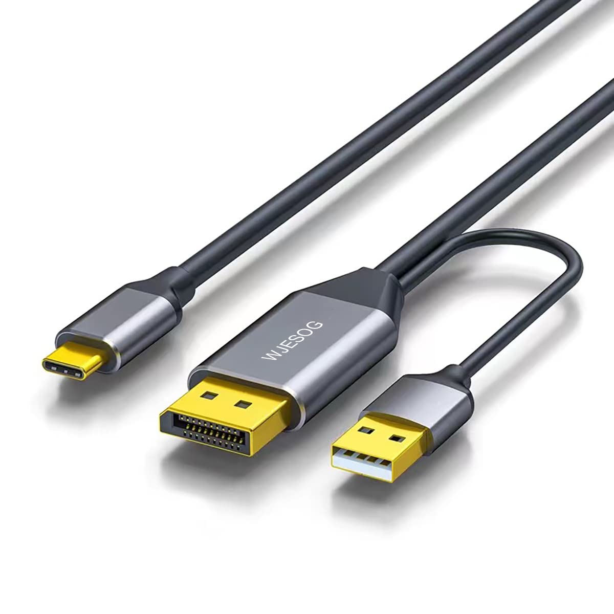WJESOG DisplayPort to USB C Cable 6.6ft 4K@60Hz, DP Male to USB Type-C Male Adapter with Touch Support - Compatible with Nreal Air VR, MacBook Pro/Air 2020/2018, iPad Pro/Air, Dell XPS - Perfect for 4K Video Streaming, VR Gaming & Multi-Monitor Setup