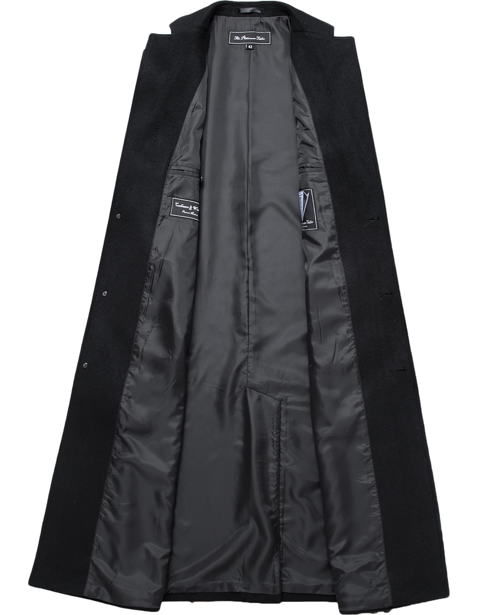 Men's Black Wool & Cashmere Overcoat - Warm Winter Mod Coat with Black Lining | Formal Outerwear for Office, Business Meetings & Special Occasions