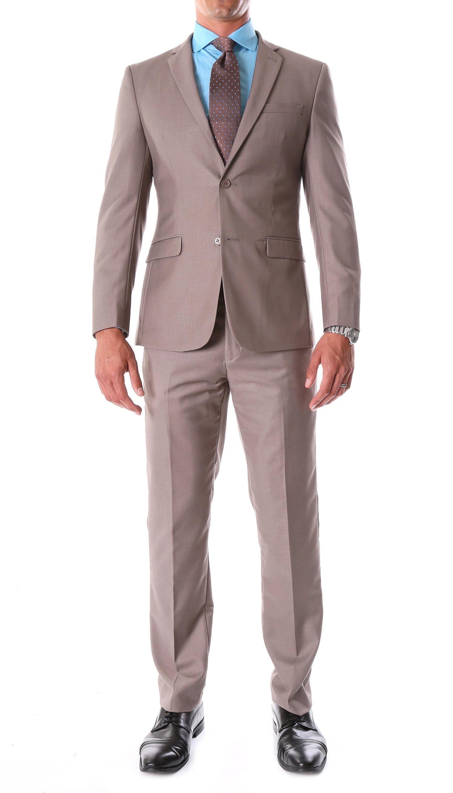 Oslo Collection Slim Fit 2 Piece Suit in Taupe | Premium Men's Business Attire for Office & Formal Events