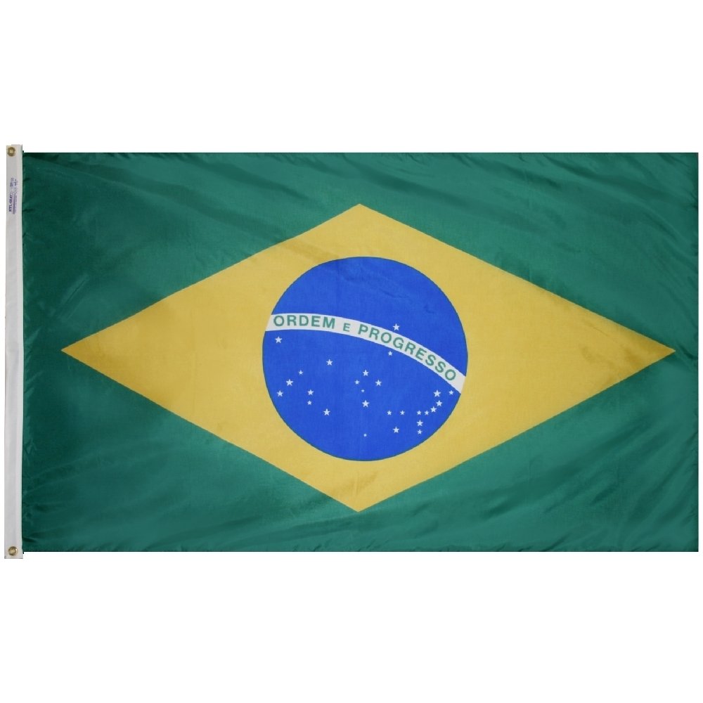 5x8 ft Brazil Nylon Flag - Heavy Duty All Weather Outdoor Flag with Brass Grommets - Perfect for Parades, Sporting Events & Patriotic Displays