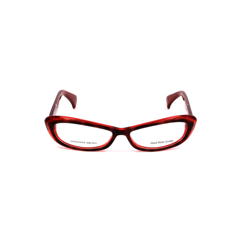 Alexander McQueen Red Acetate Sunglasses for Women - Stylish UV Protection Shades for Outdoor, Beach & Driving