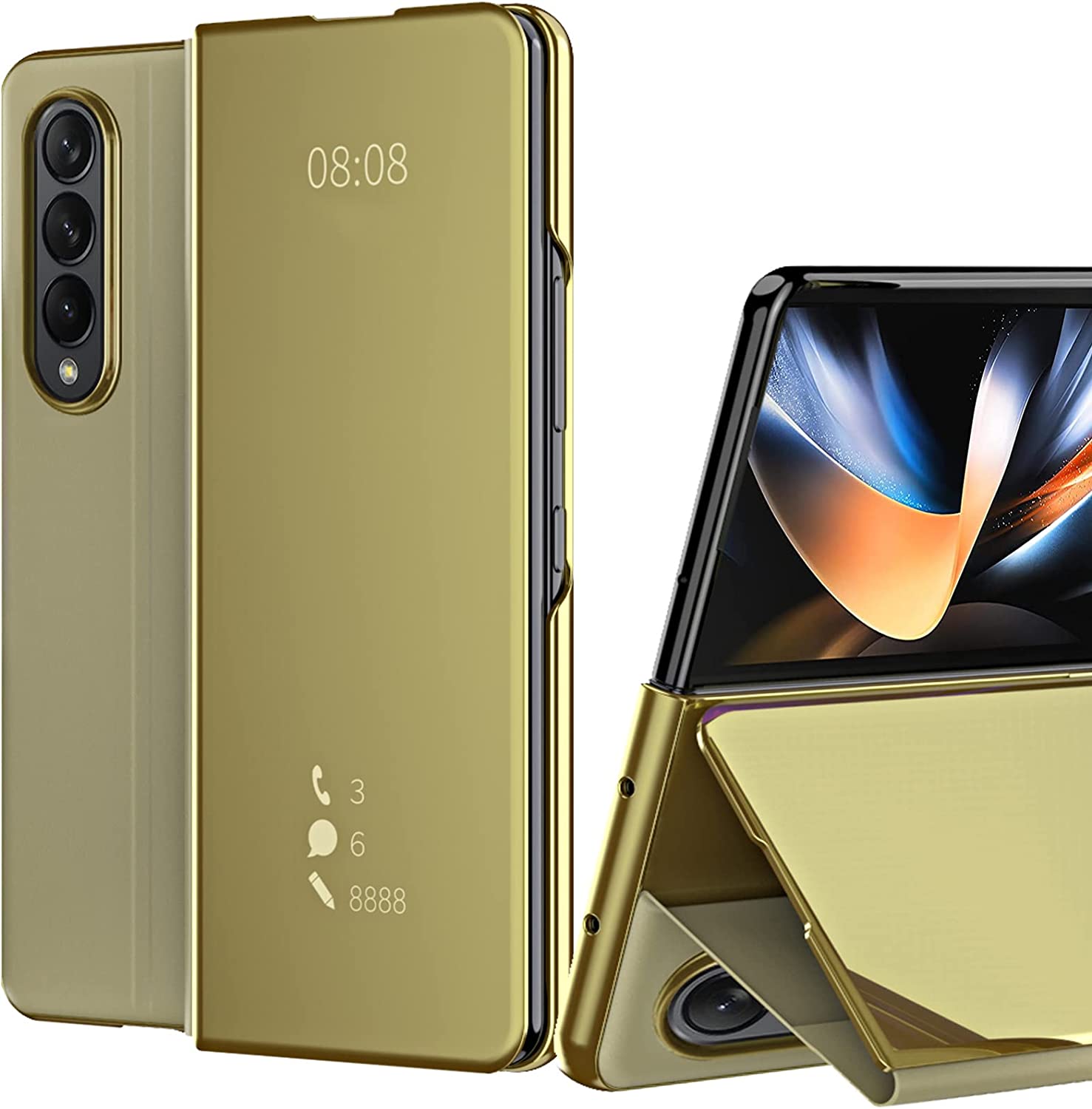 Samsung Galaxy Z Fold 4 Mirror Case - Full Protection Shockproof Cover with Built-in Stand | Perfect for Work, Travel & Everyday Use
