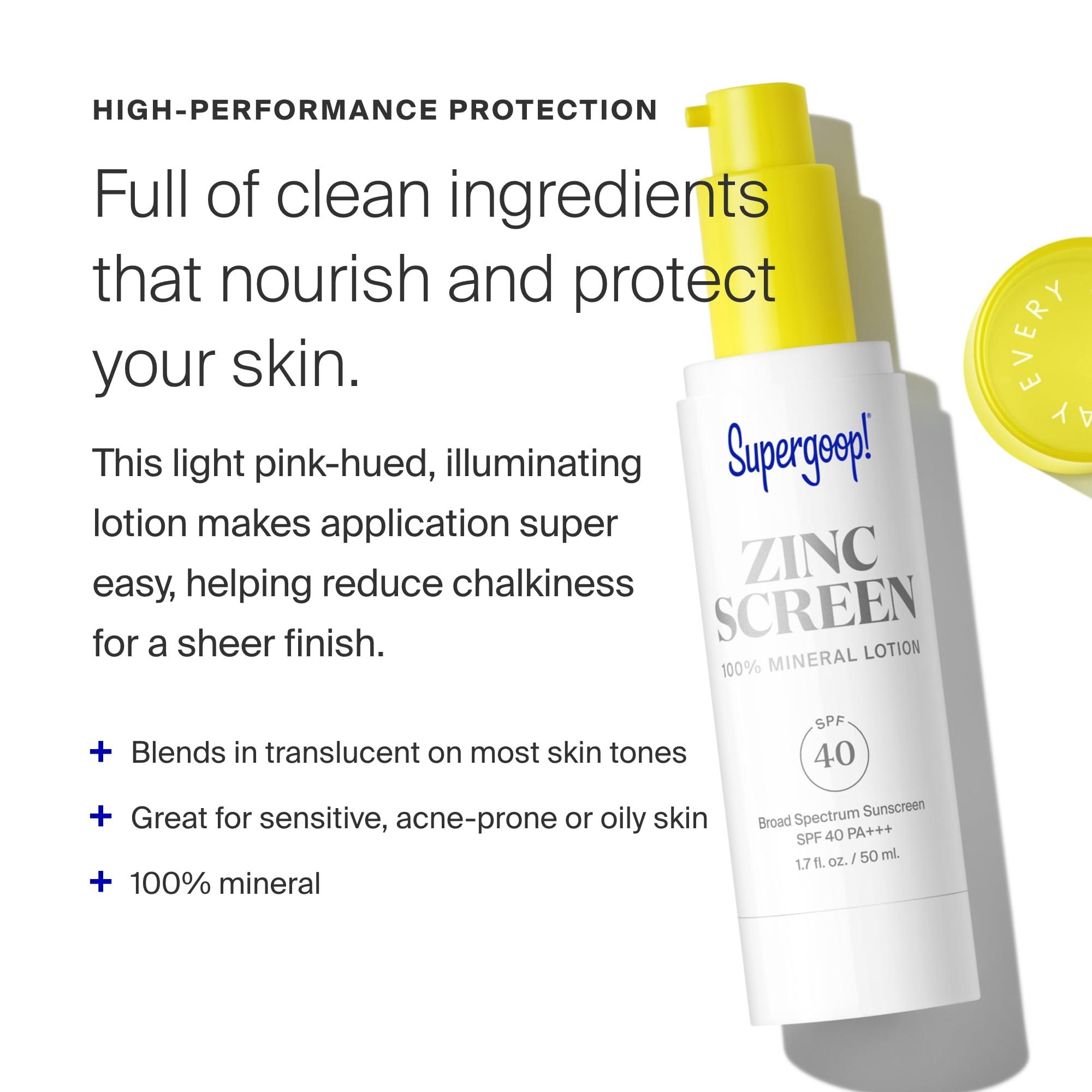 Supergoop! Zincscreen 100% Mineral Face Lotion - SPF 40 PA+++ Broad Spectrum Sunscreen, 1.7 fl oz (Pack of 2) - Lightweight, Blendable Formula with Pink Hue for Daily Sun Protection & Sensitive Skin Care