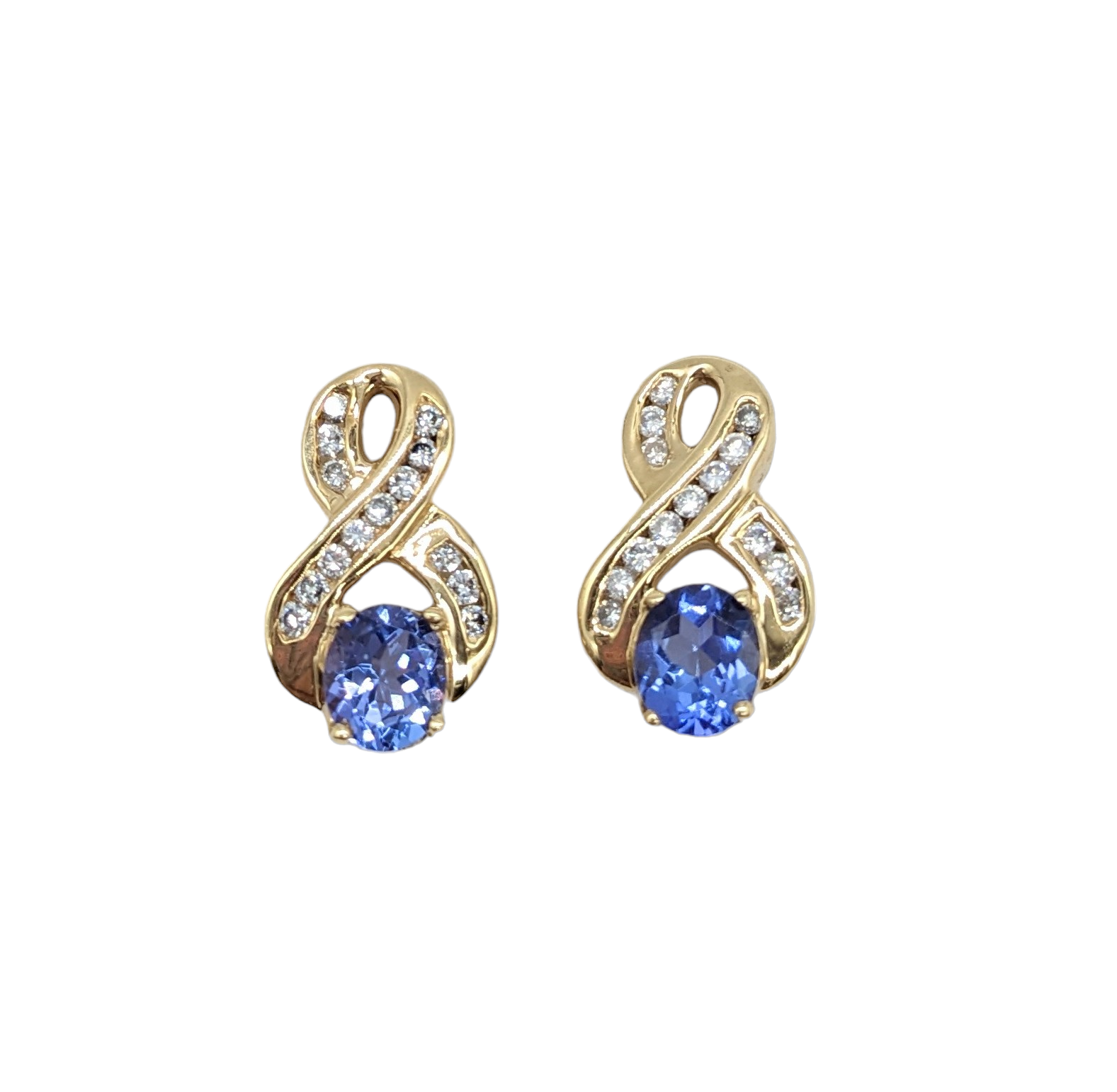 Exquisite Diamond & Tanzanite Post Back Earrings for Women - Elegant Stud Earrings for Wedding, Party & Everyday Wear