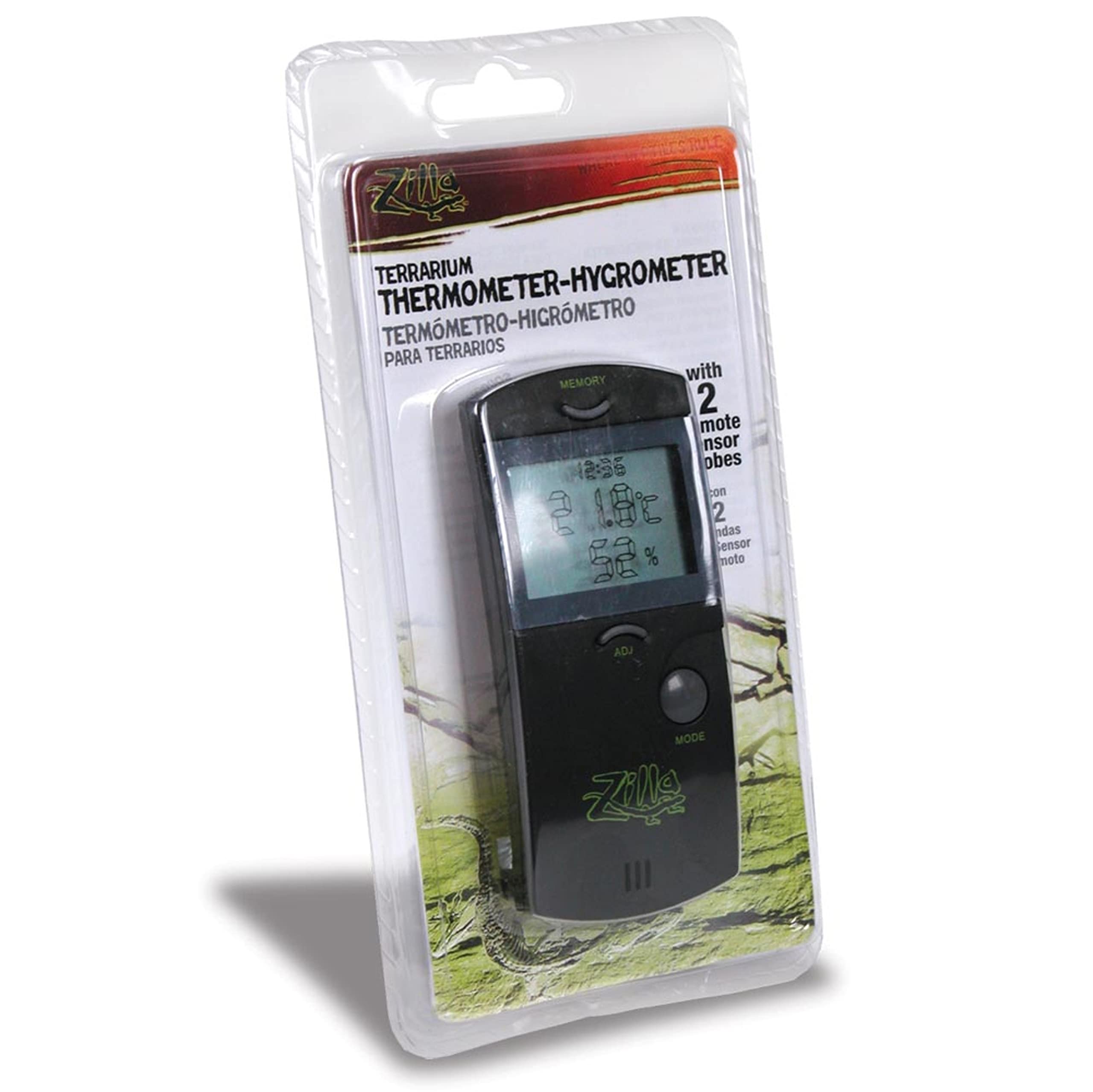 Zilla Terrarium Thermometer & Hygrometer - Digital Temperature & Humidity Monitor for Reptile Tanks, Amphibian Enclosures & Pet Habitats - Perfect for Monitoring Terrarium Conditions