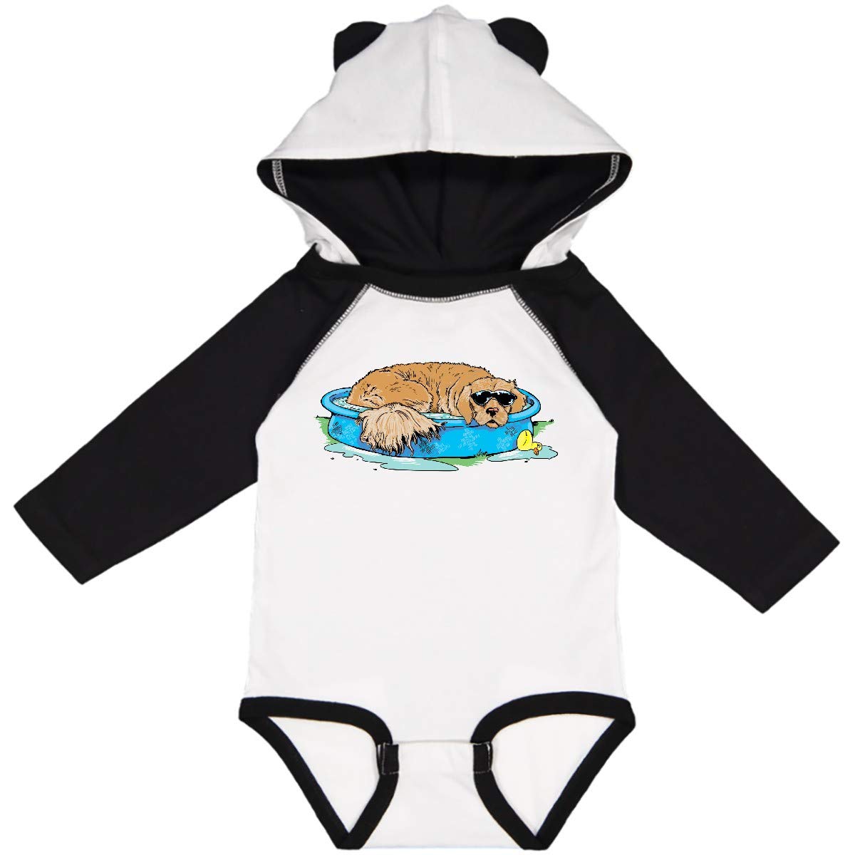 Inktastic Dog Days of Summer Cute Golden Retriever in Pool Long Sleeve Baby Bodysuit - Perfect for Summer Outings, Beach Trips & Family Photos