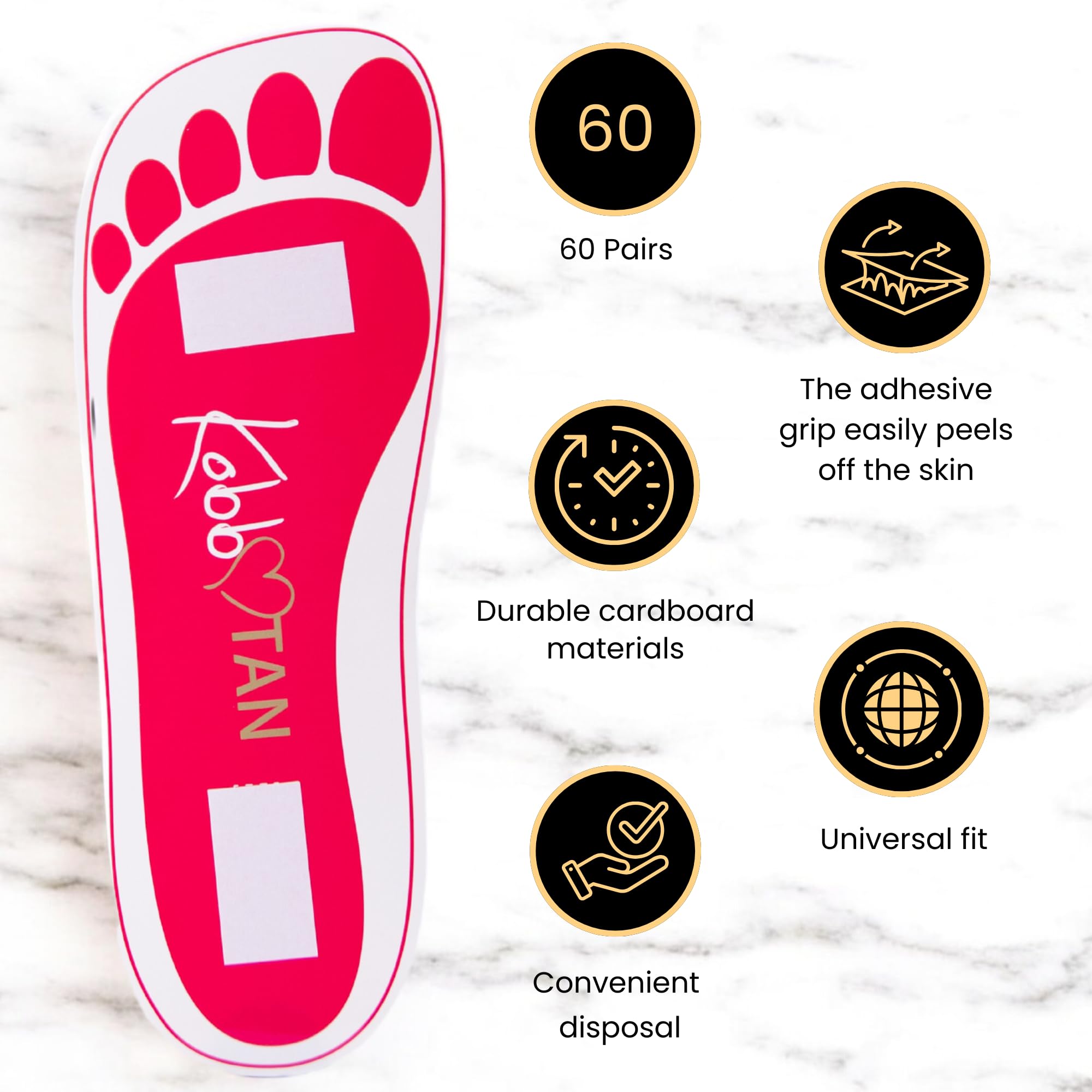 60 Pairs (120 Feet) Pink Spray Tan Feet Pads for Sunless Tanning - Prevent Stains & Protect Skin During Salon or At-Home Tanning Sessions