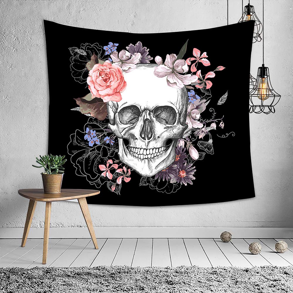 Skull Flower Abstract Romantic Wall Hanging Tapestry - Gothic Boho Decor for Bedroom, Living Room, Dorm | Perfect for Home Decor, Party Backdrop & Photo Booth Background