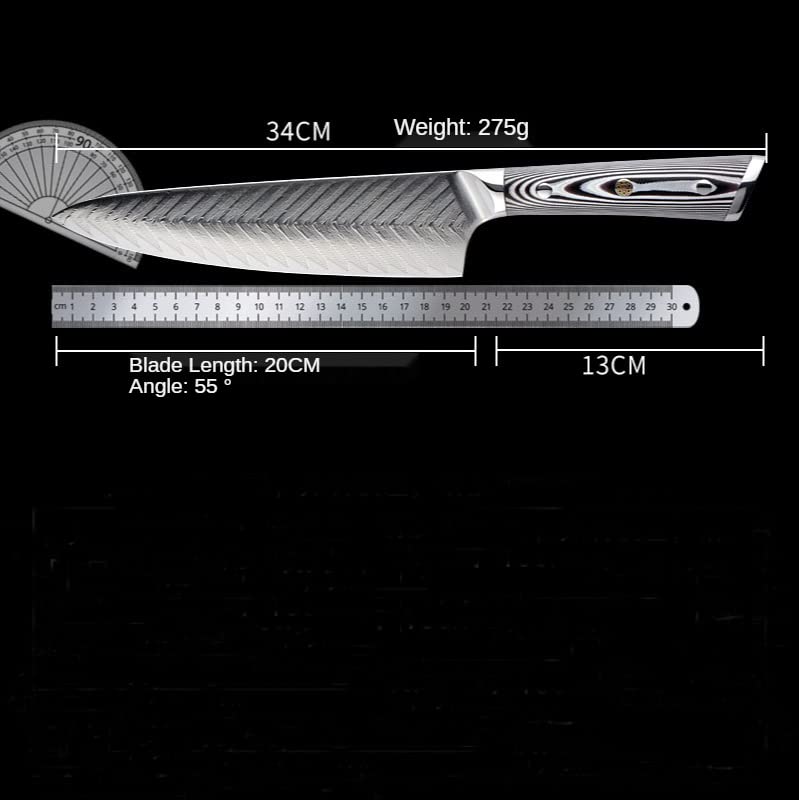 8 Inch Damascus Chef Knife - VG10 Steel 67 Layer Fishbone Pattern Kitchen Knife for Slicing Meat, Vegetables & Fish | Ultra Sharp Professional Cooking Knife | Perfect for Home Chefs & Culinary Enthusiasts