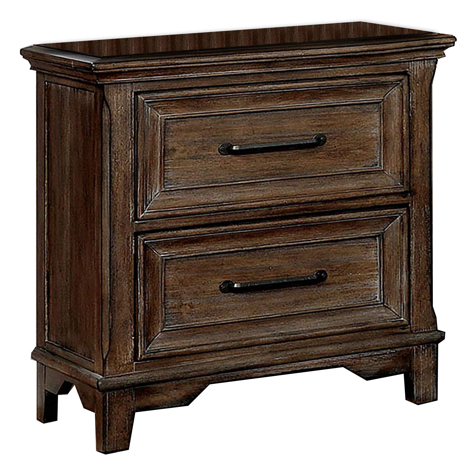 Benjara Rustic Brown Wooden Nightstand with 2 Drawers & Block Legs - Perfect for Bedroom, Living Room, or Guest Room Furniture