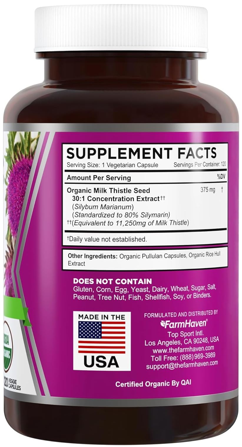 Organic Milk Thistle Supplements 1000mg - Pure Milk Thistle Extract Capsules for Liver Detox & Digestive Health - Non-GMO, Gluten-Free - Supports Liver Cleanse, Skin Health & Antioxidant Benefits - Perfect for Daily Wellness & Detox Routine