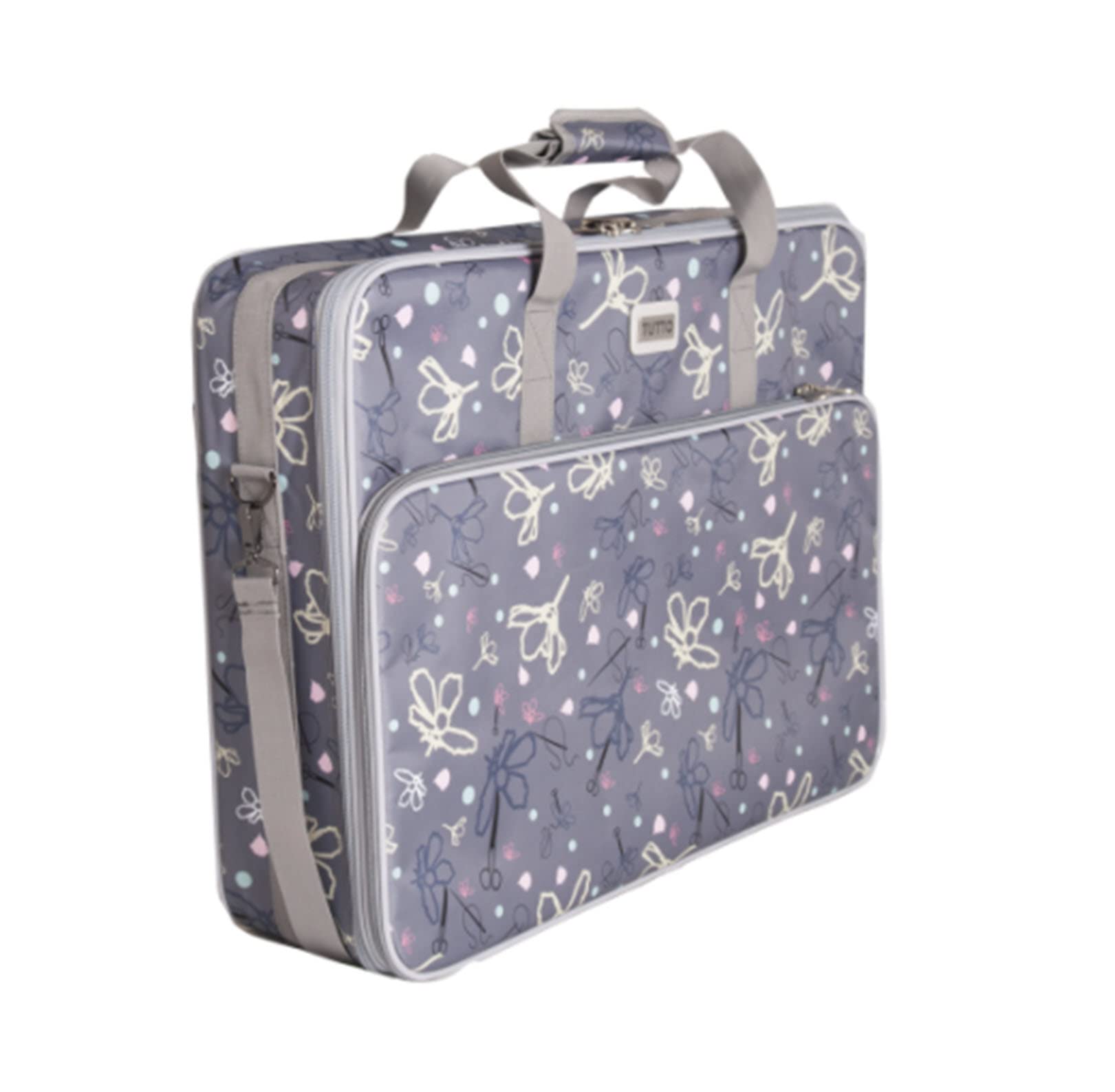 Tutto X-Large Emb Project Bag for Sewing & Craft Storage - Daisies Design in Black & Silver | Perfect for Quilting, Knitting & DIY Organization