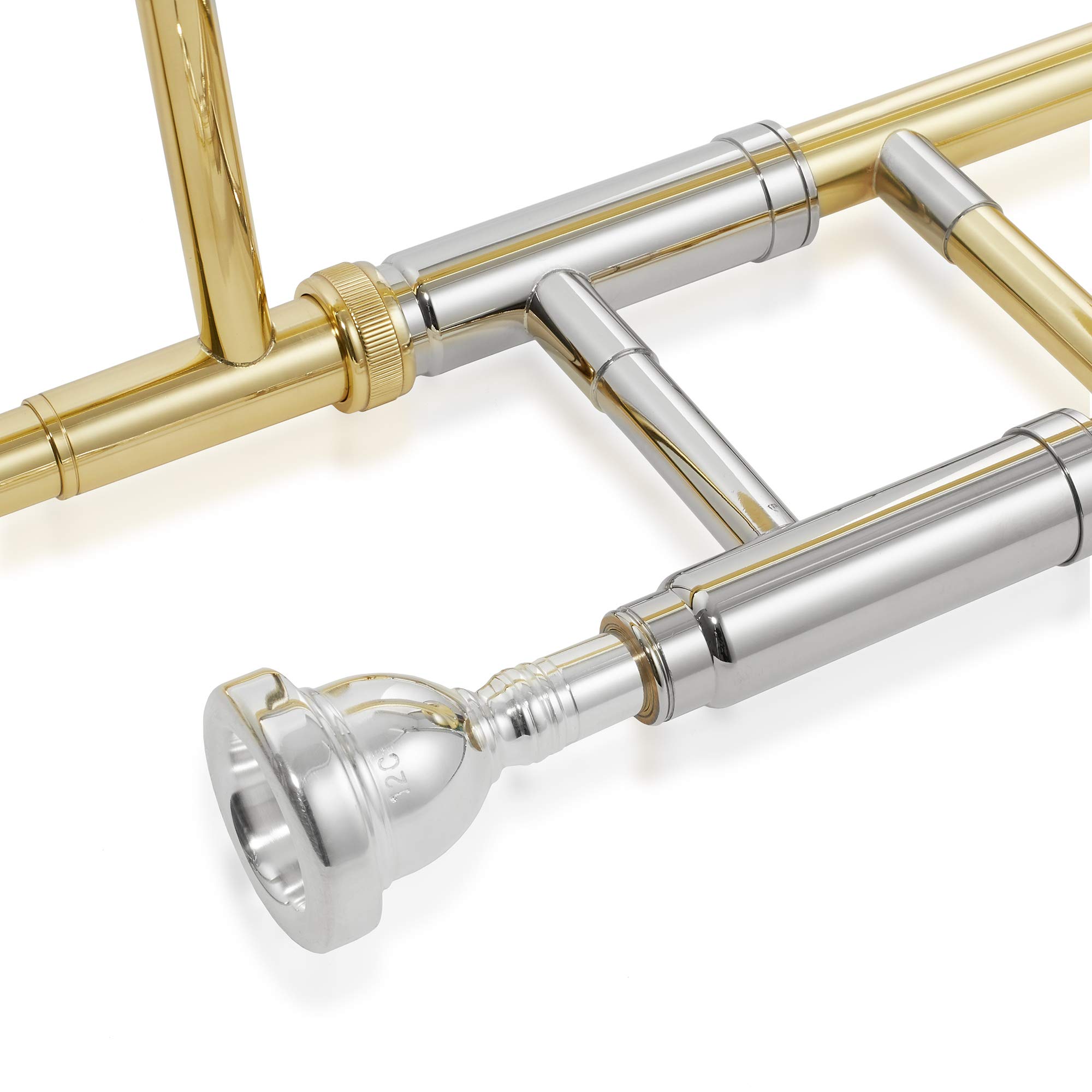 Ashthorpe Bb Tenor Slide Trombone with Gold Lacquer Finish - Professional Brass Instrument with Case, Mouthpiece, Gloves, Cleaning Kit & Slide Grease - Perfect for School Bands, Jazz Ensembles & Orchestral Performances