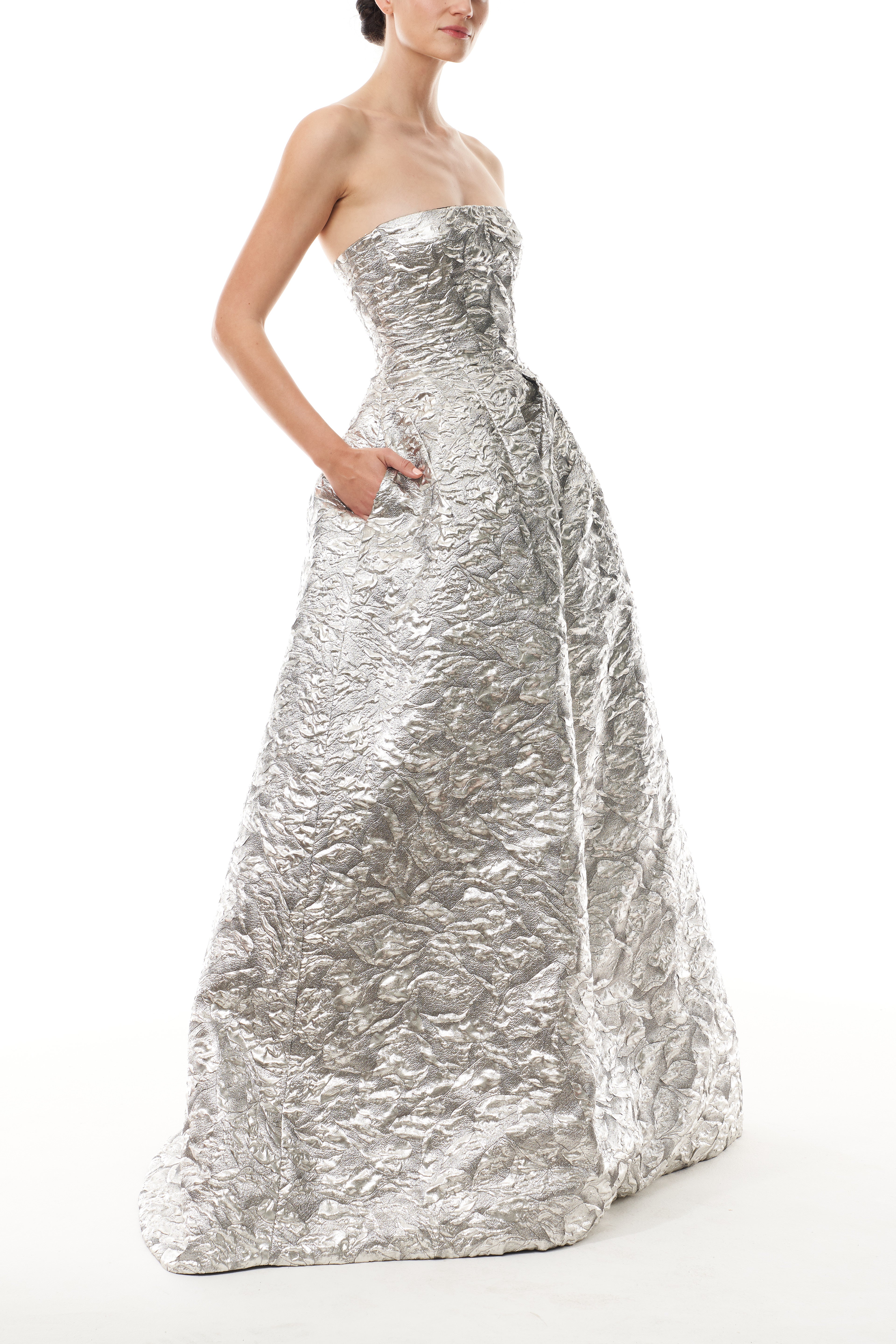 Elegant Metallic Jacquard Ballgown Dress for Women - Formal Evening Gowns & Prom Dresses - Perfect for Weddings, Galas, and Special Occasions