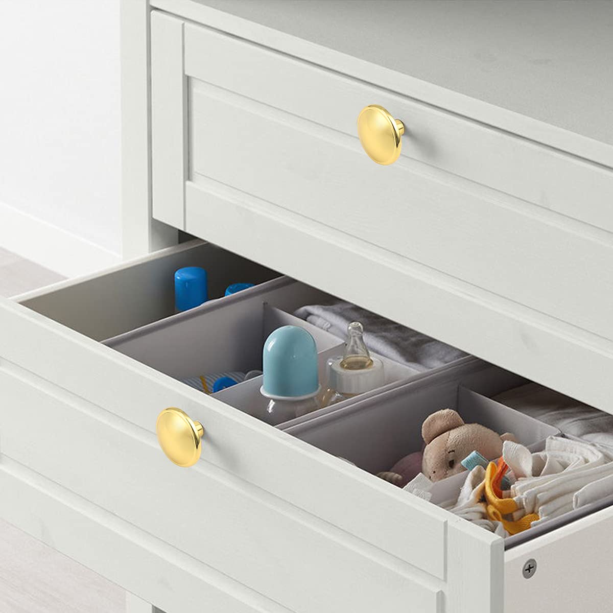 GOBEKOR 1 Pack Gold Cabinet Knobs & Pulls - Round Kitchen Cabinet Handles, Dresser Drawer Knobs - Perfect for Home Kitchen, Bathroom & Furniture Upgrade