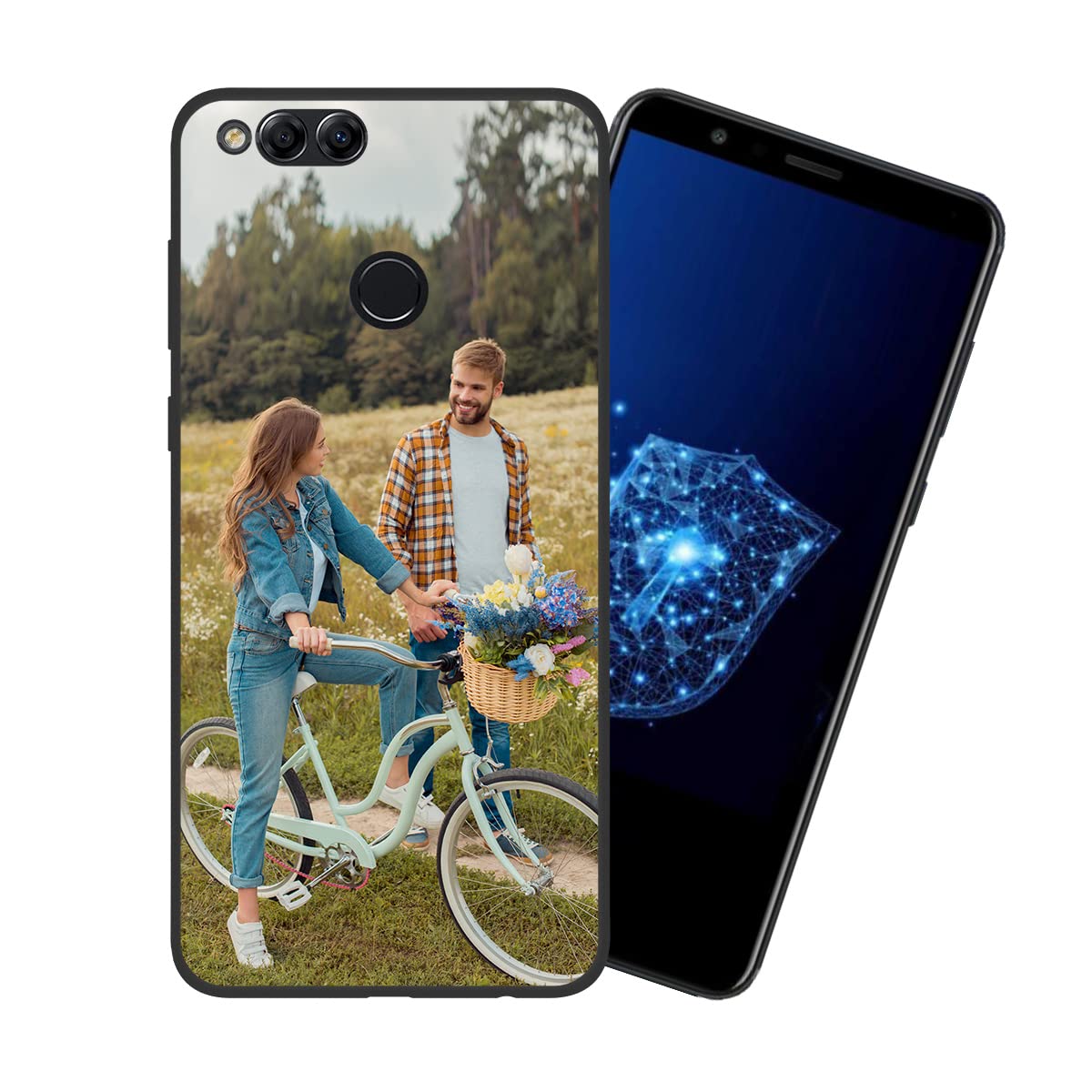 Custom Huawei Honor 7X Phone Case with Personalized Picture - Shockproof Silicone Soft Candy Case - Christmas Birthday Gift Idea - Protective Black Phone Cover - Perfect for Everyday Use, Travel & Special Occasions