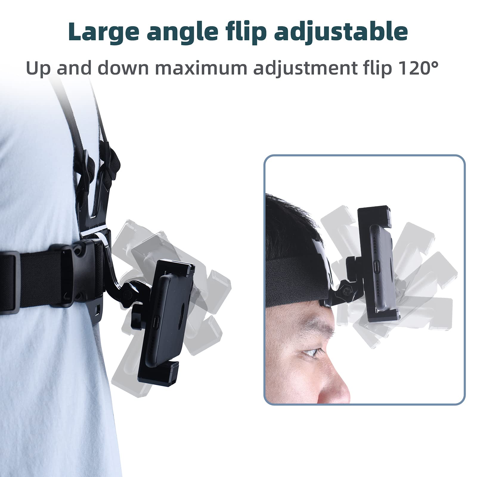 Universal Chest Mount & Head Mount Phone Holder Kit for POV/VLOG - Compatible with iPhone, GoPro, DJI Action 2 Camera - Perfect for Action Sports, Travel Vlogging & Hands-Free Recording
