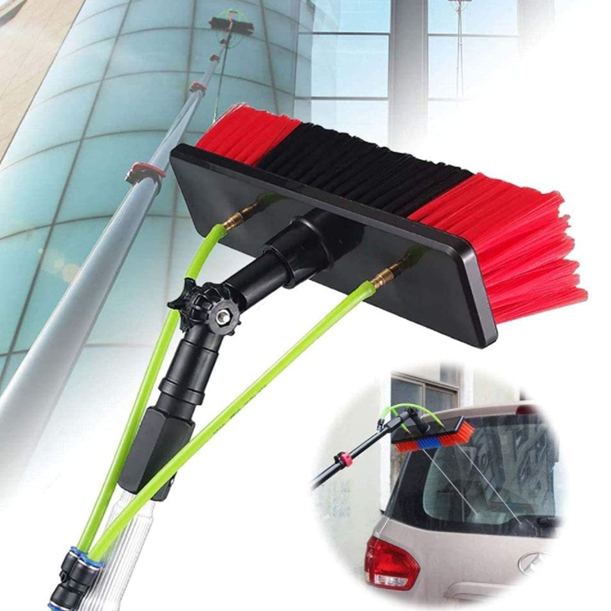 Premium Window Cleaning Kit with Telescopic Extension Pole (7m/23ft) - Professional Window, Solar Panel & Truck Washing Equipment with 30cm Brush Head - Perfect for Home, Office & Commercial Cleaning Tasks