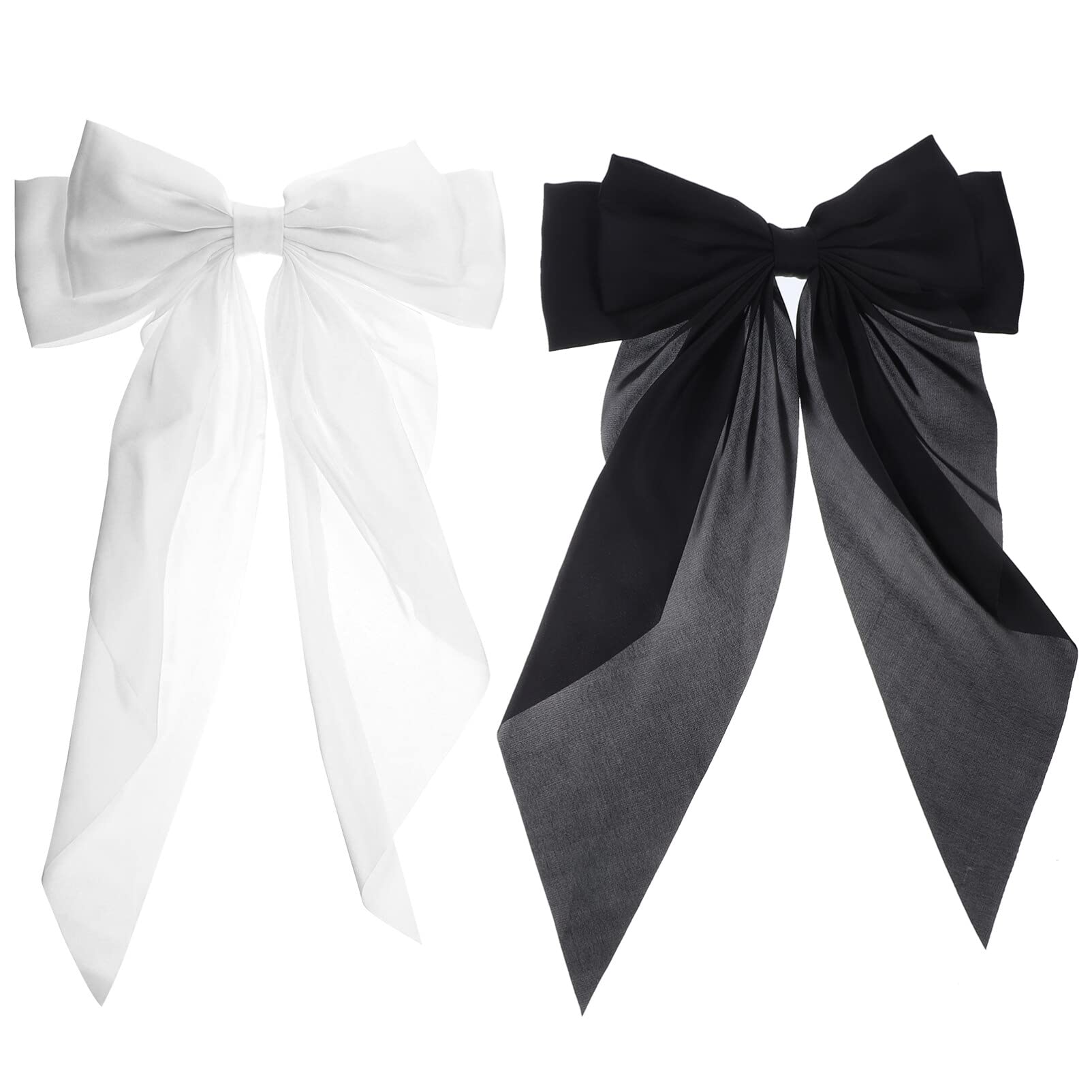 EXCLUZO 2-Pack Large Satin Layered Hair Bows with Barrettes - Elegant Hair Clips for Women & Girls - Perfect for Weddings, Parties, and Everyday Fashion Accessories