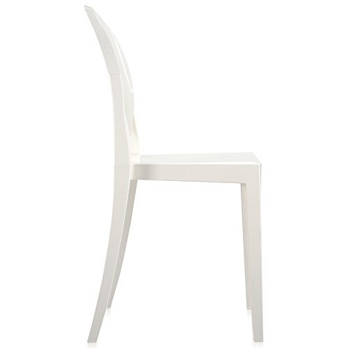 2-Piece Louis Style Ghost Armchair Set - Modern Mid Century Dining Room Chairs with Arms, Lounge Accent Seats (White) - Perfect for Living Room, Dining Area & Home Office Decor