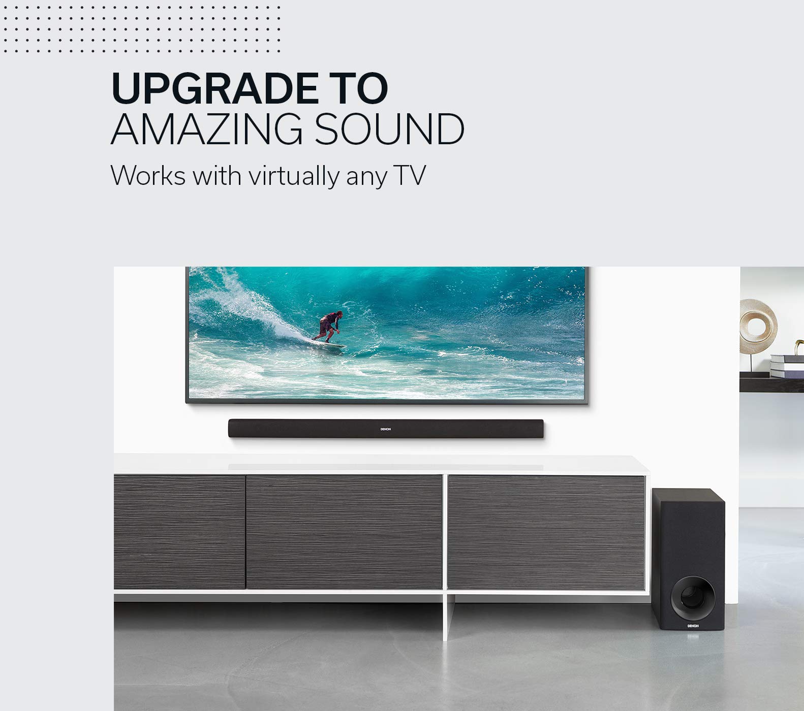 Denon DHT-S316 Premium Soundbar with Wireless Subwoofer - Bluetooth, Dolby Digital & DTS Decoding, HDMI ARC, Dialogue Enhancer - Wall Mountable Home Theater System for TV, Movies & Music Streaming (Black) - Perfect for Living Room Entertainment & Gaming Setup