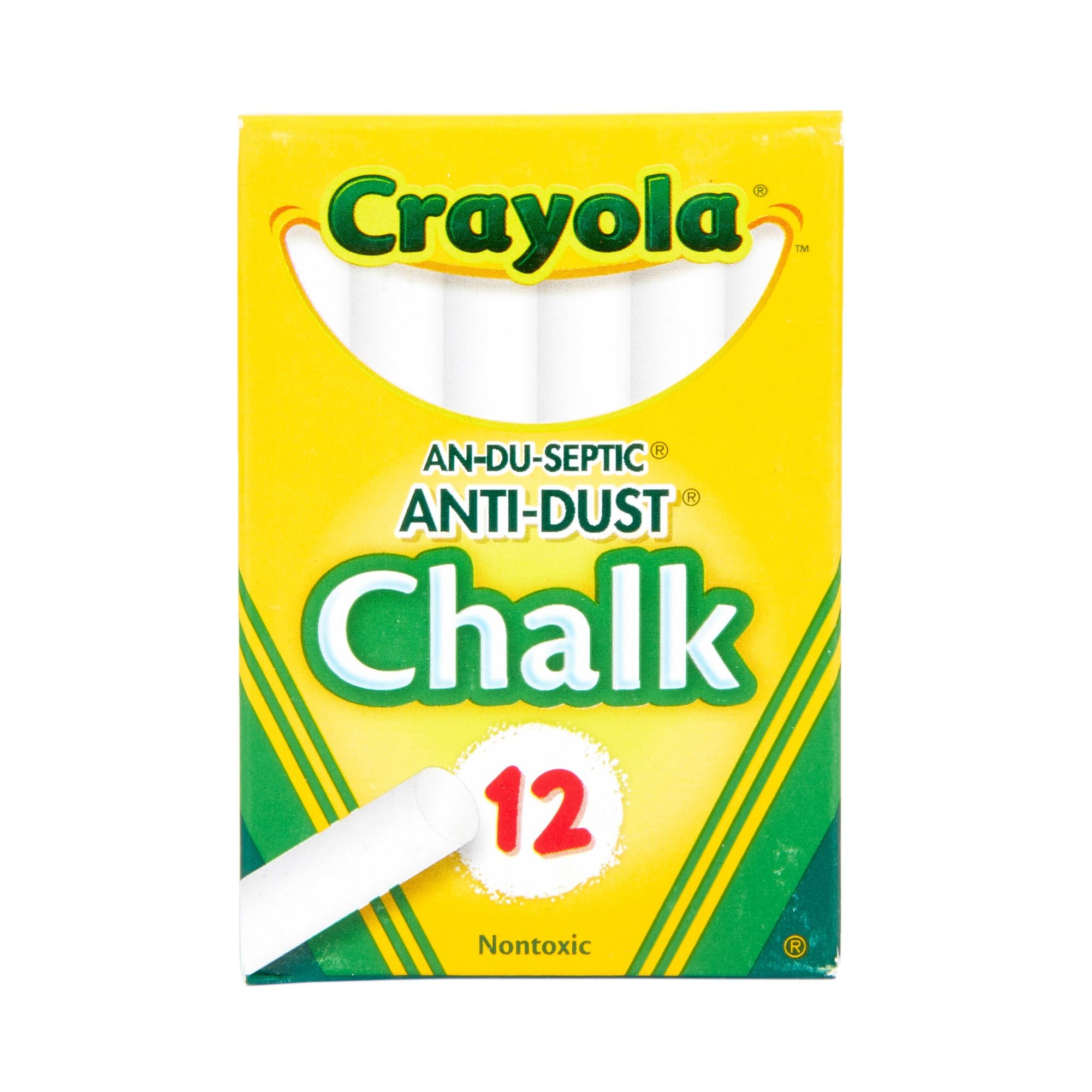 Crayola Anti-Dust White Chalk - 12 Pack for Kids, Classrooms & Sidewalk Art | Non-Toxic, Dust-Free School & Outdoor Drawing Supplies