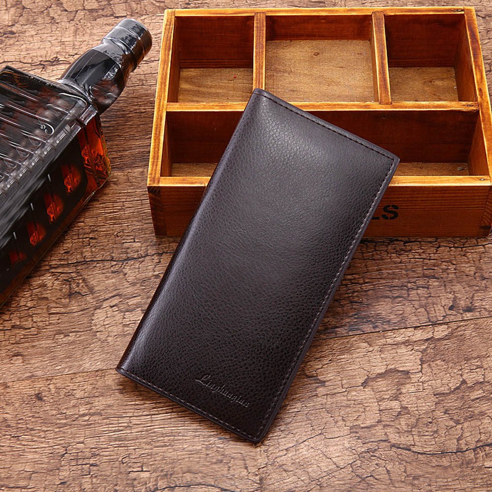 Premium Leather Wallet for Men - Large Capacity RFID Blocking Card Holder with Lanyard (Black) | Ideal for Travel, Business & Everyday Carry