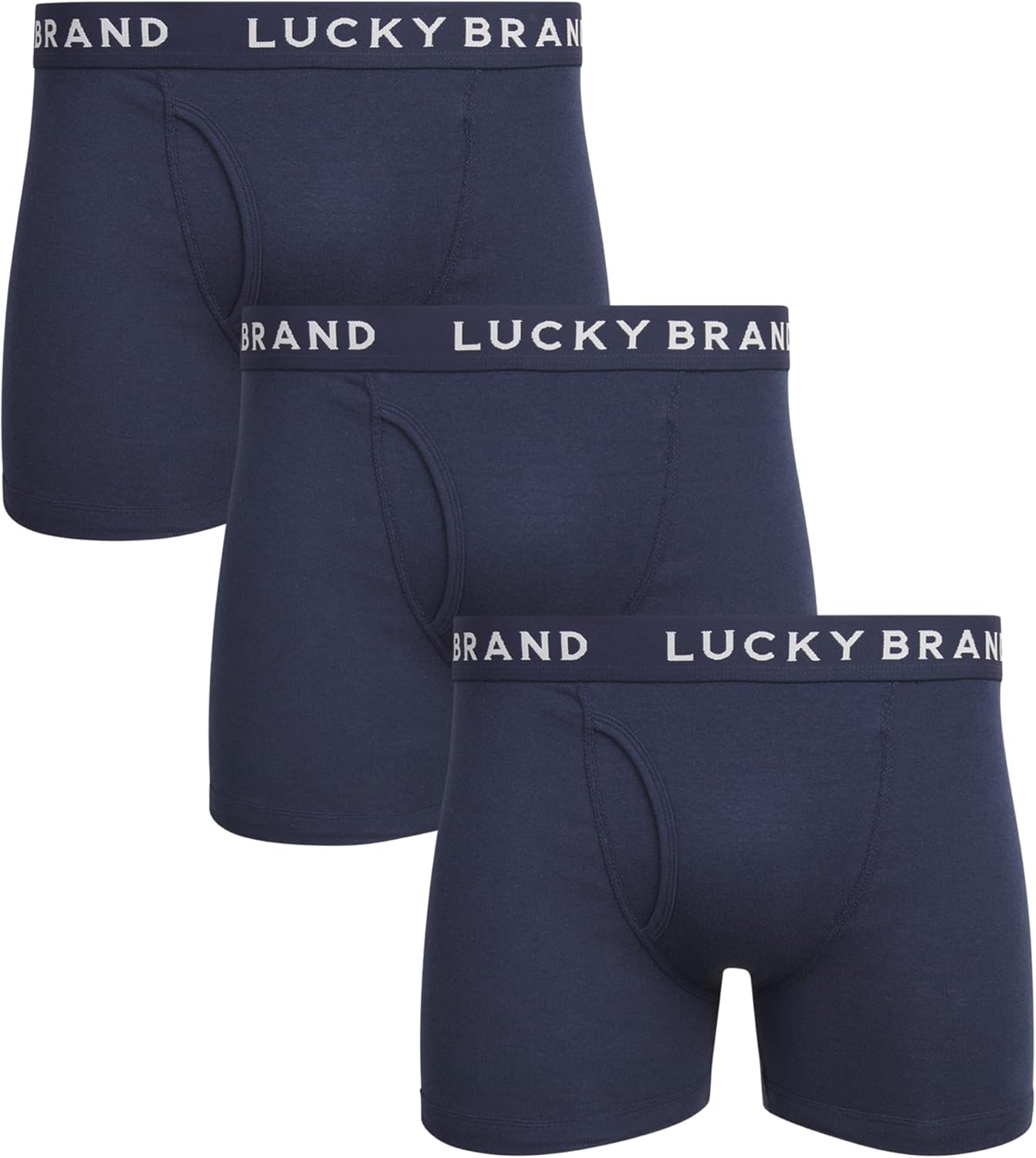 Lucky Brand Men's Boxer Briefs 3-Pack - Classic Cotton Underwear with Functional Fly for Everyday Comfort - Sizes S to XXL - Perfect for Work, Gym & Casual Wear