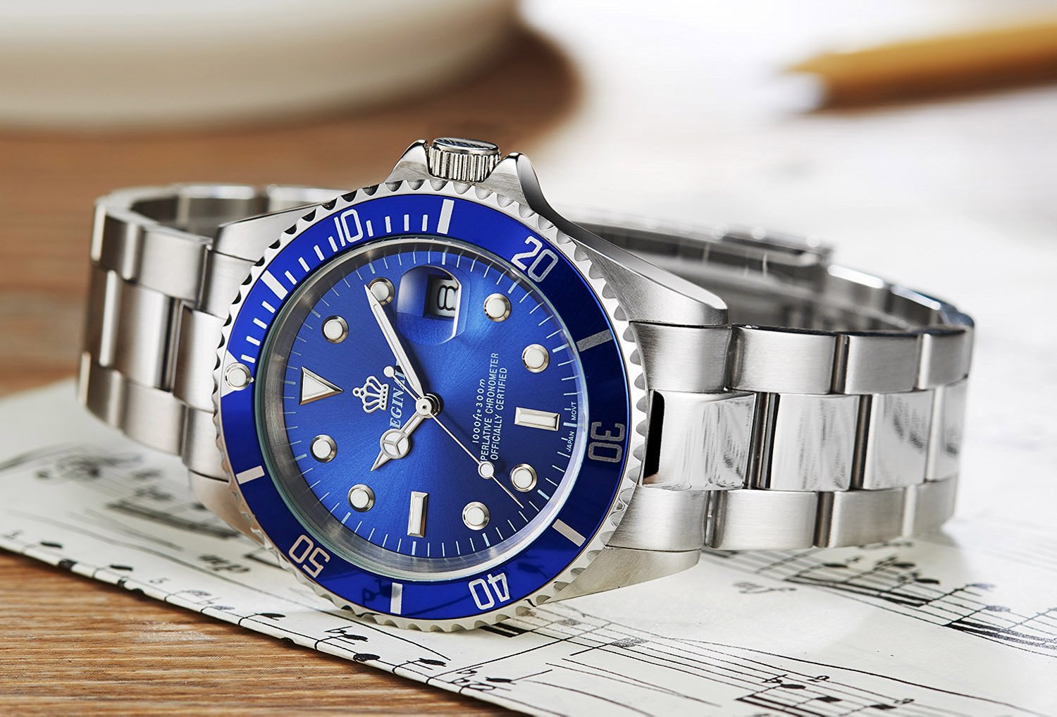 Premium Rotatable Bezel Men's Watch - Waterproof Sapphire Crystal Stainless Steel Date Quartz Black Wristwatch for Business & Outdoor Adventures
