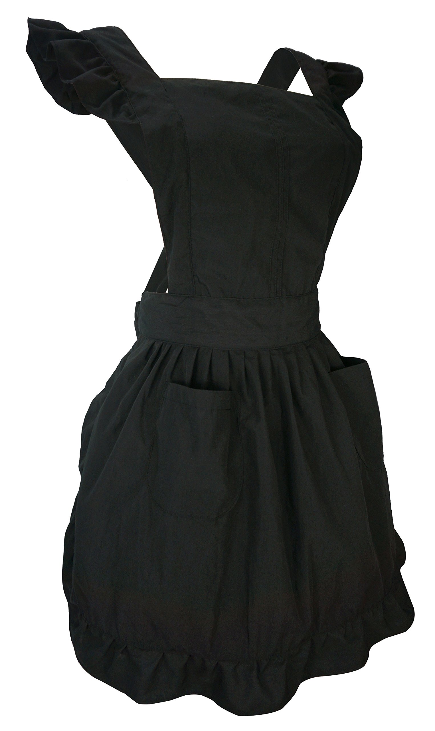 Vintage Petite Maid Ruffle Apron - Kitchen Cooking & Cleaning Apron for Women, Cute Cosplay Costume & Fancy Dress for Halloween, Role Play, and Themed Parties