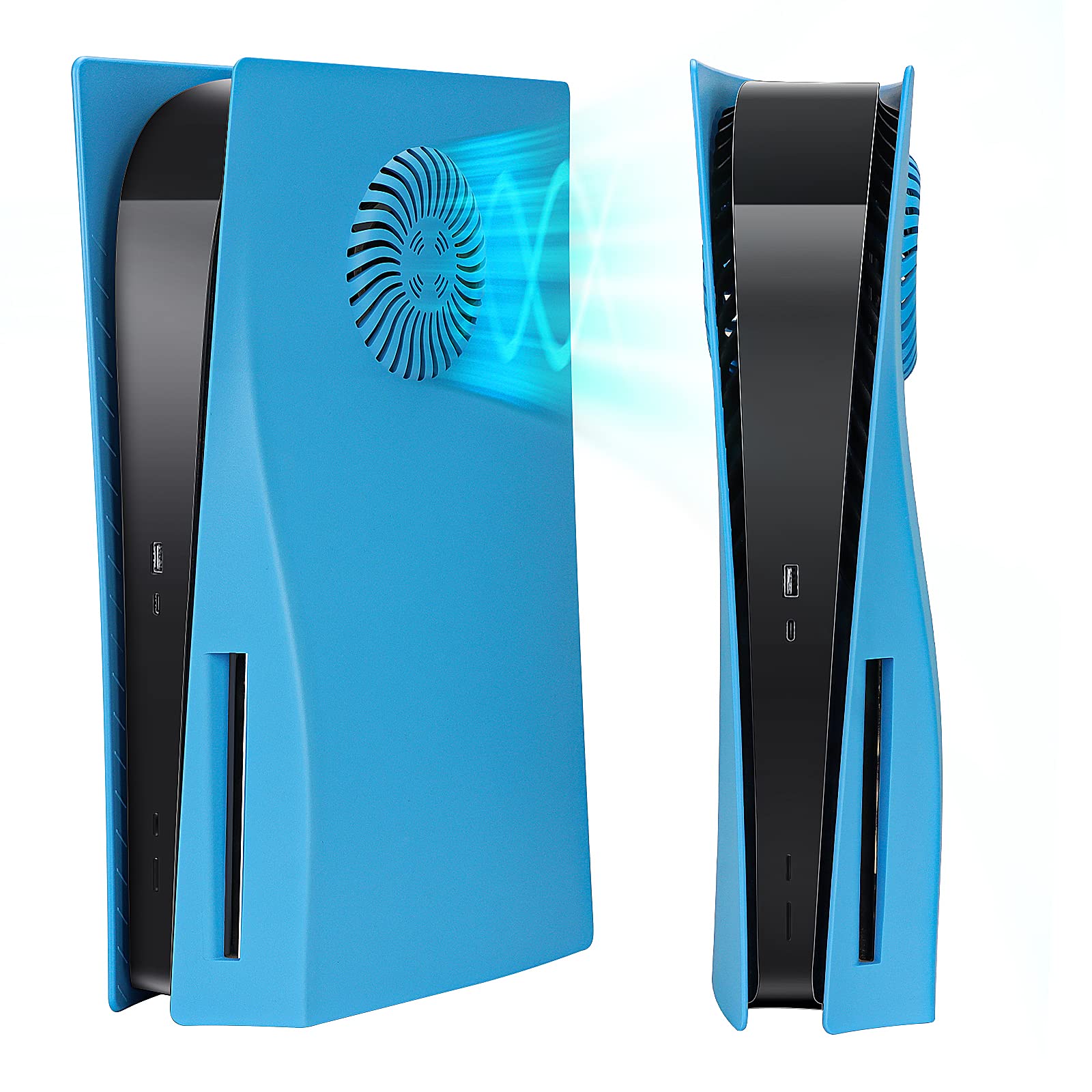 PS5 Faceplate Cover for PS5 Disc Edition - Shockproof, Anti-Scratch & Dustproof ABS Shell with Cooling Vent | Replacement Console Cover for Enhanced Protection (Blue) | Perfect for Gaming Setups & Display Collections