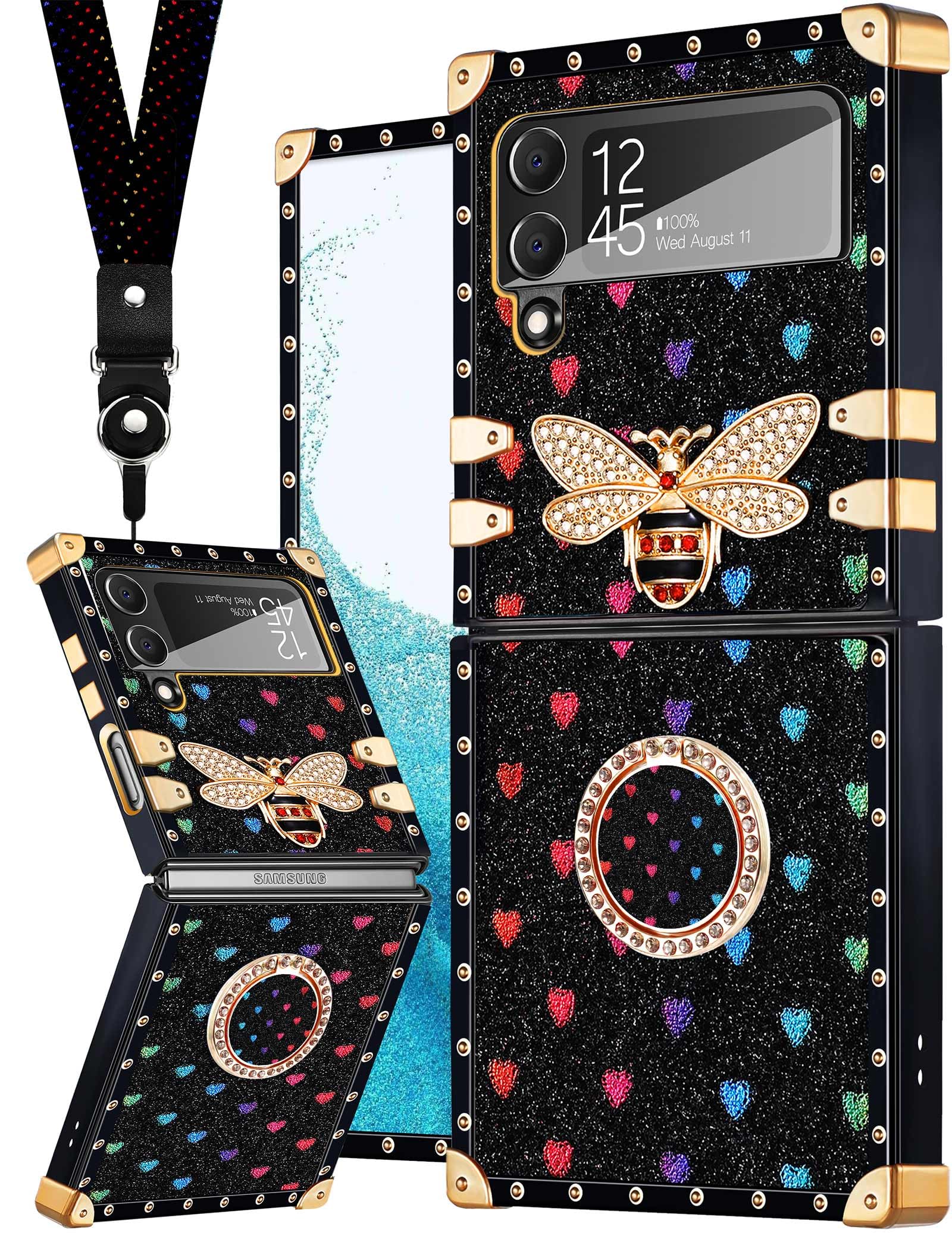 Samsung Galaxy Z Flip 3 Case with Ring Stand - Stylish Bee Design for Women | Perfect for Work & Travel