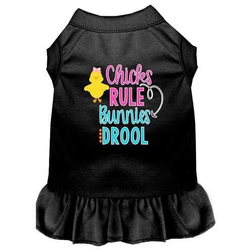 Chicks Rule Screen Print Dog Dress - Cute & Colorful Pet Outfits for Small & Medium Dogs - Perfect for Parties, Photos & Daily Walks