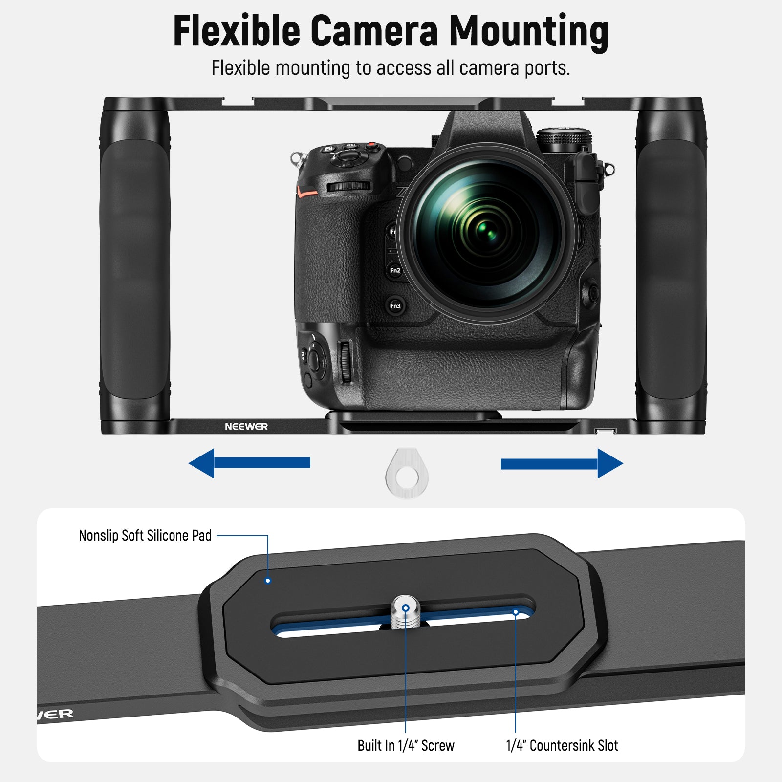 NEEWER CA016 Professional Video Camera Cage Rig - DSLR & Mirrorless Camera Stabilizer for Filmmaking, Vlogging, and Photography - Perfect for YouTube, TikTok, and Live Streaming