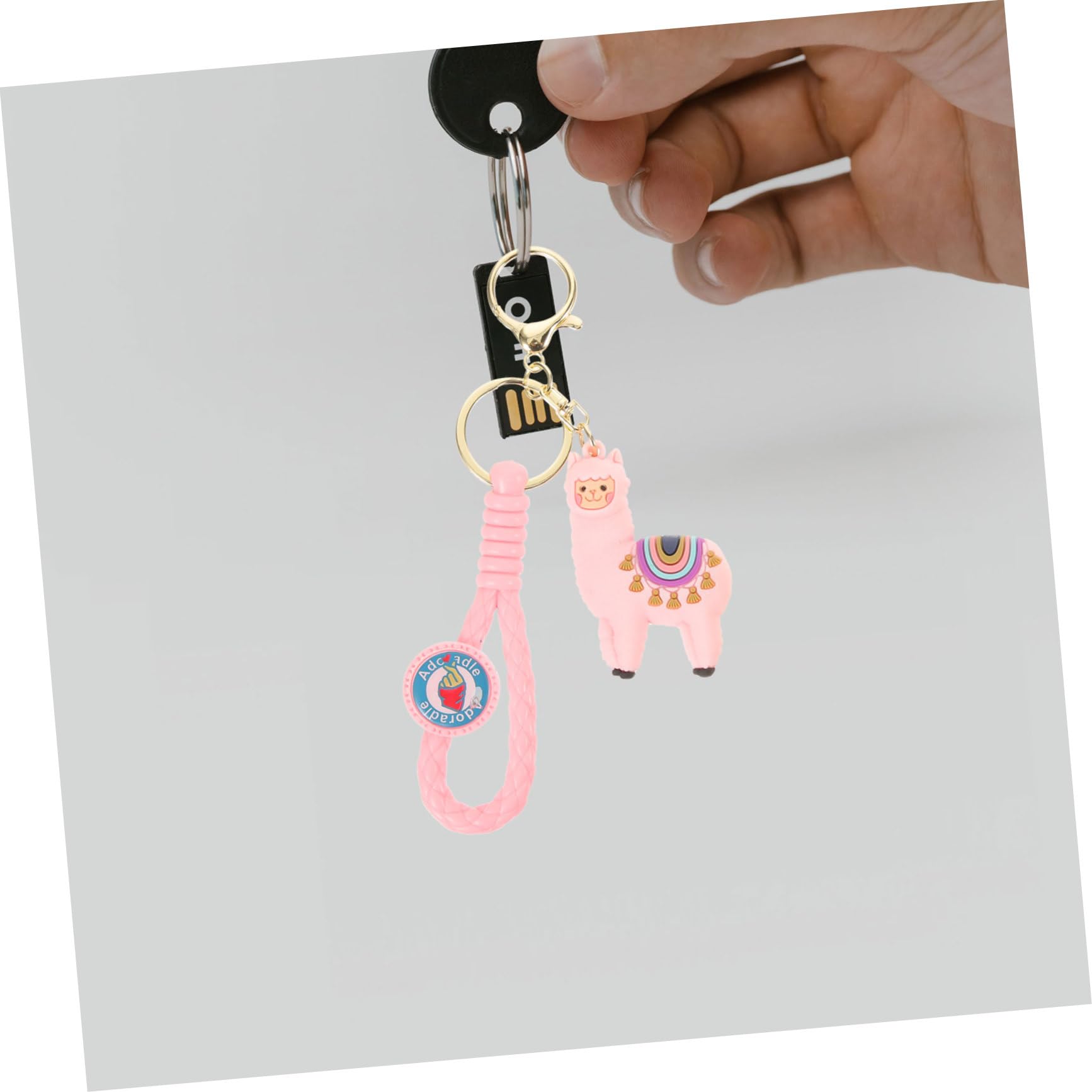 ABOOFAN 2pcs Alpaca Keychain - Soft Plush Christmas Key Pendant, Cute Stuffed Animal Ornaments for Car Keys, Purse & Backpack - Leather Rope & PVC Keyring with Epoxy Charm - Perfect Holiday Gift & Decoration for Christmas Tree, Stocking Stuffers & Party Favors