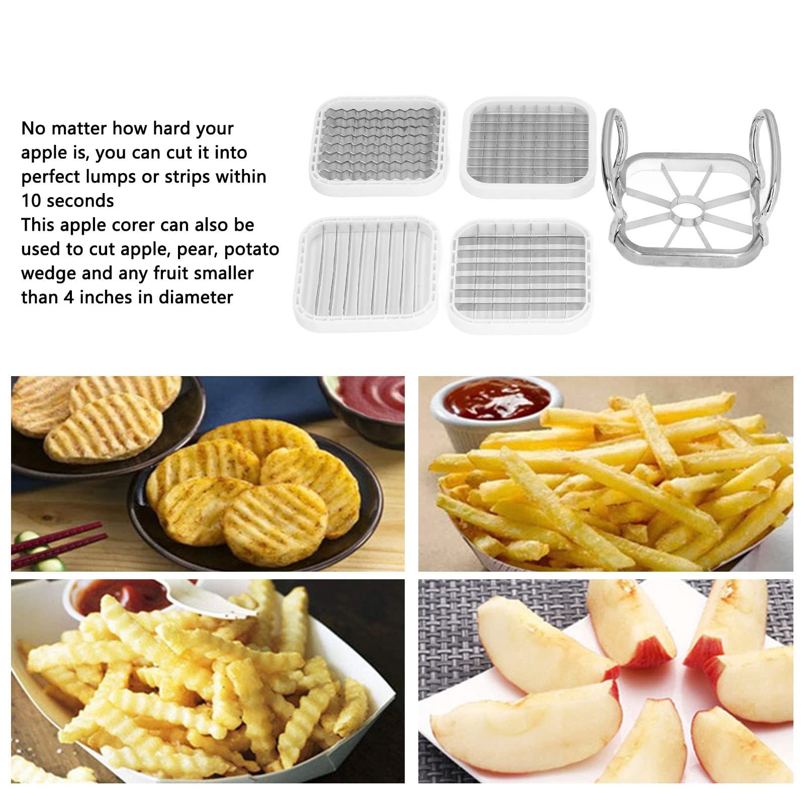 5-in-1 French Fry Cutter & Vegetable Slicer - Perfect for Potatoes, Pears, Onions | Multi-Purpose Kitchen Tool for Healthy Snacks, Meal Prep & Party Platters