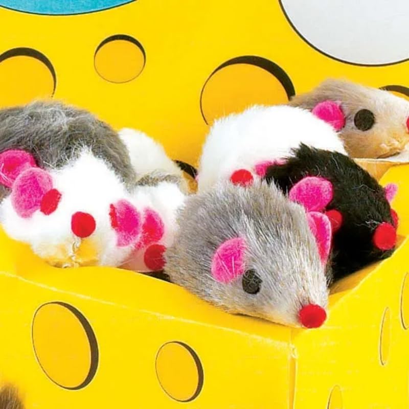 10 Realistic Black Mice Cat Toys with Real Rabbit Fur - Interactive Play for Indoor Cats, Encourages Hunting Instincts & Exercise - Perfect for Kittens & Adult Cats