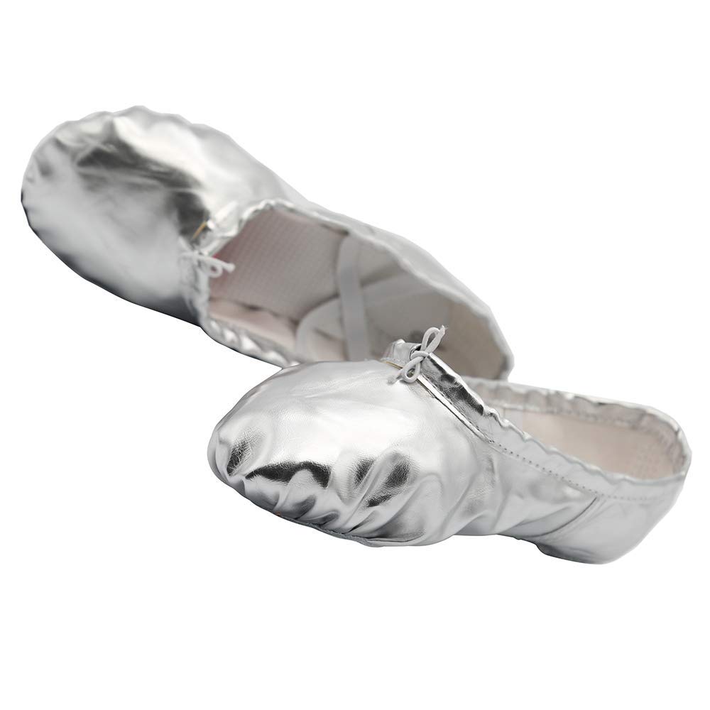 MissFiona Women's PU Leather Ballet Slippers - Split Sole Belly Dance Shoes for Adults | Comfortable Flat Dance Trainers for Ballet, Yoga & Fitness Training
