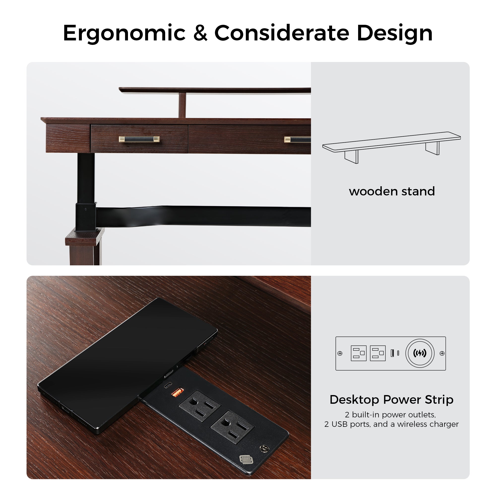 Ark SWS Pro Executive Standing Desk (63x29 Inches) - Adjustable Height Electric Standing Desk for Home & Office - Ergonomic Workstation for Productivity & Comfort