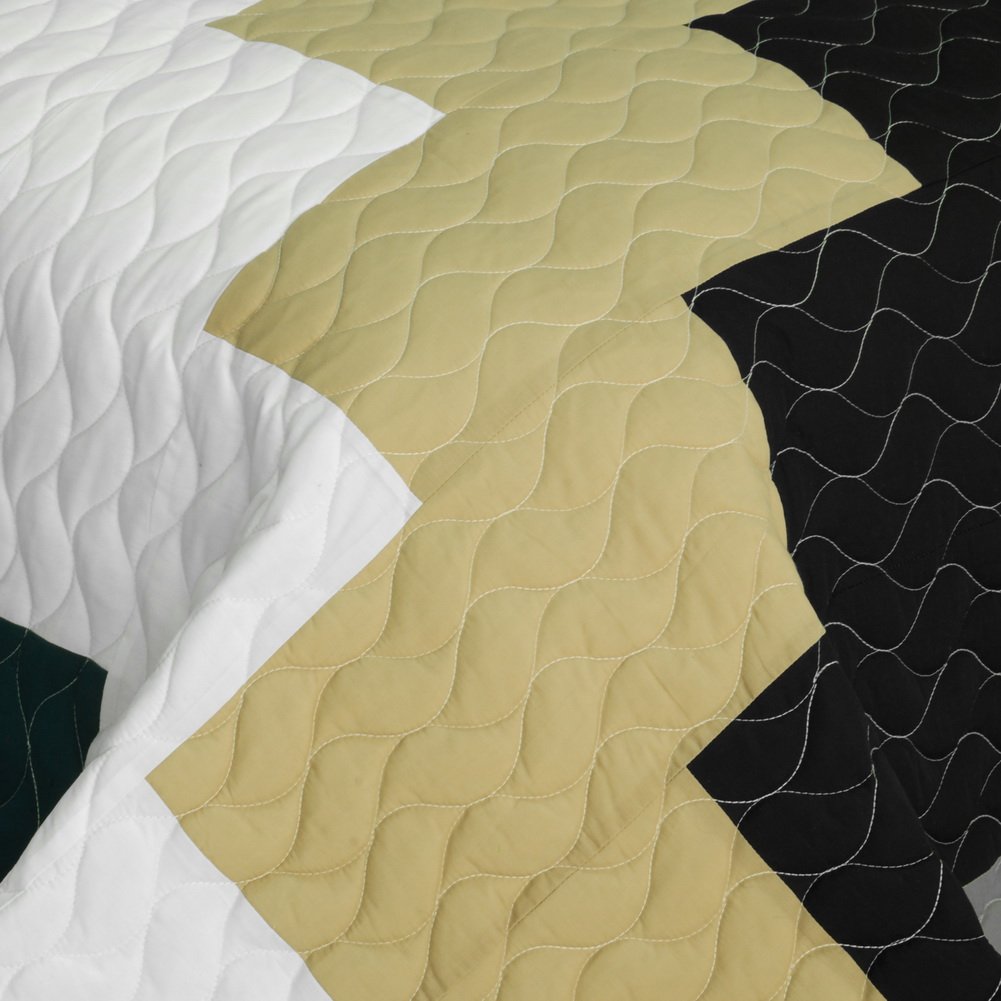 Rising Girl Geometric Patchwork Quilt Set - Vermicelli Quilted Bedding for Full/Queen Size - Perfect for Boho Chic & Farmhouse Bedroom Decor