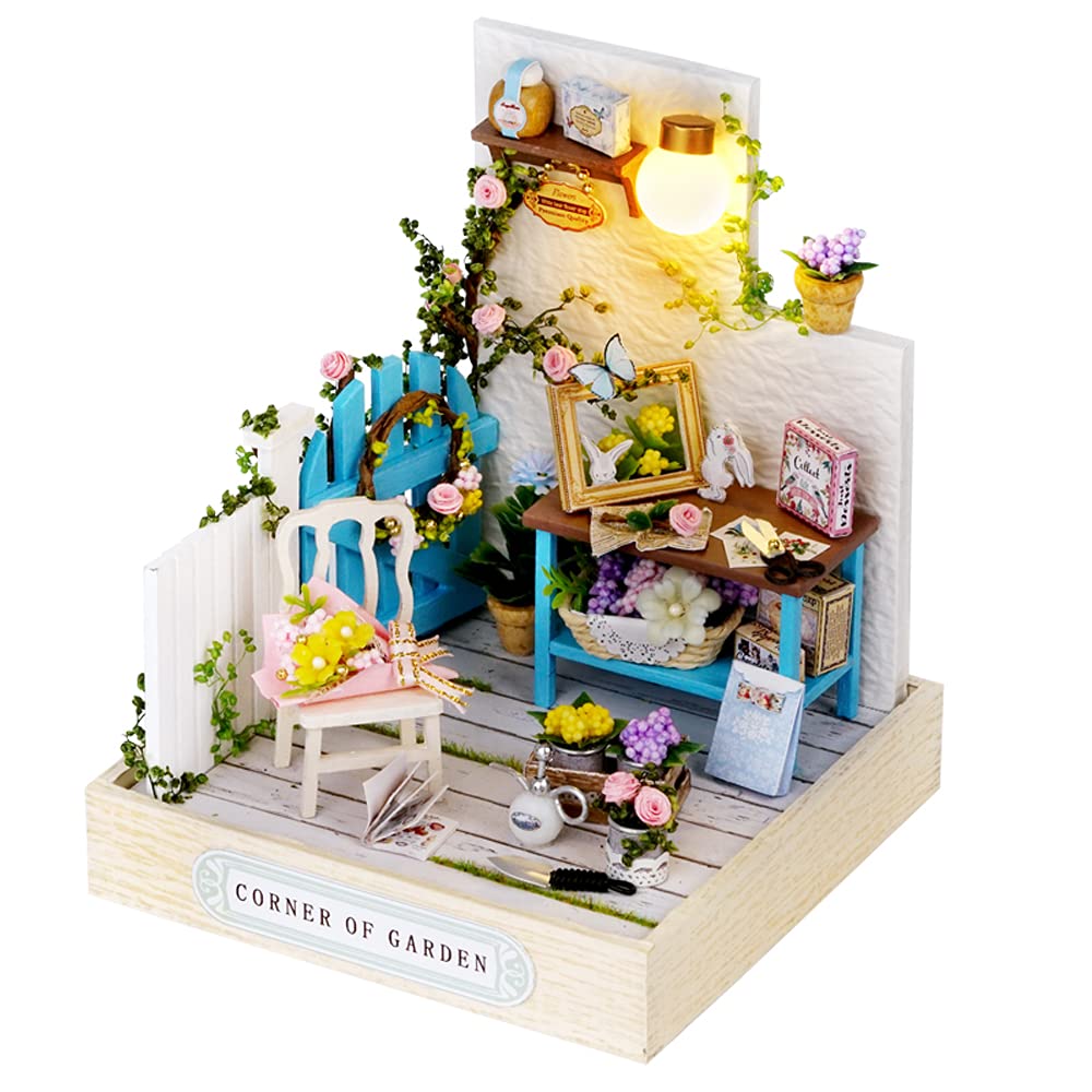 Flever DIY Miniature Dollhouse Kit - Creative Room with Furniture Set for Valentine's Day Gift, Romantic Home Decor (Garden Corner Theme) | Perfect for Collectors, DIY Enthusiasts & Romantic Home Decoration