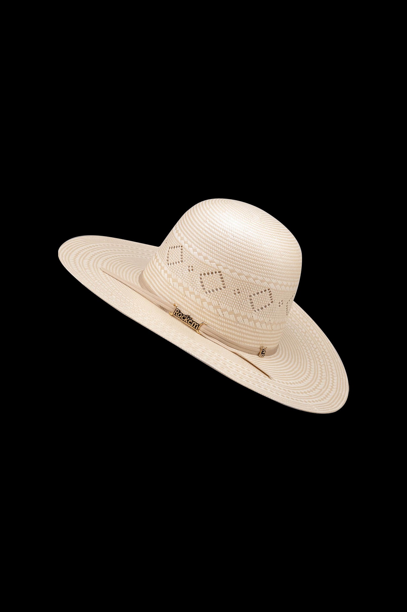Rock'em 100X Trailblazer Open Crown Straw Cowboy Hat for Men - Western Style Sun Protection for Outdoor, Rodeo & Ranch Activities