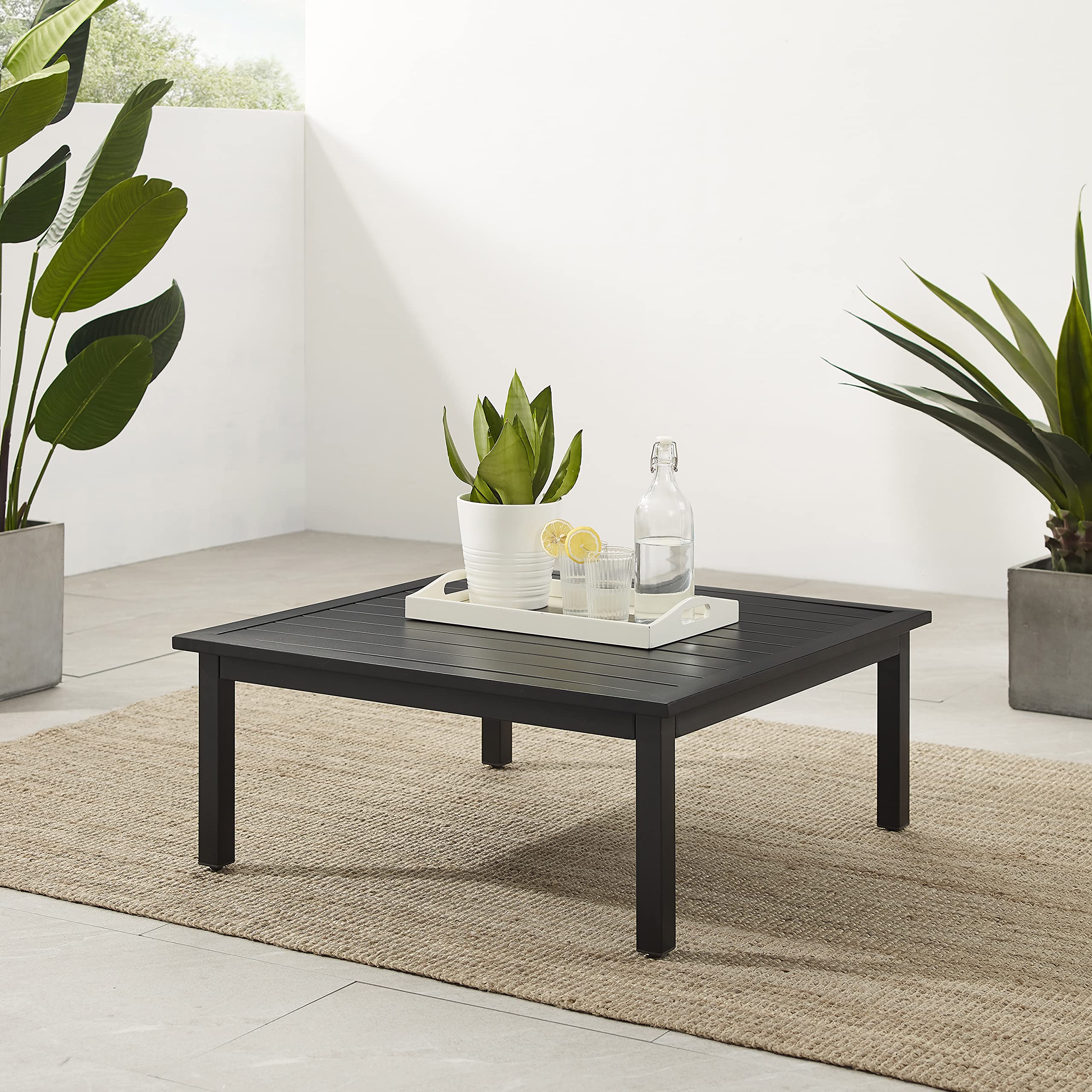 Crosley Clark Weather-Resistant Metal Outdoor Coffee Table - Matte Black for Patio, Deck, Porch & Garden - Perfect for Outdoor Entertaining & Relaxation