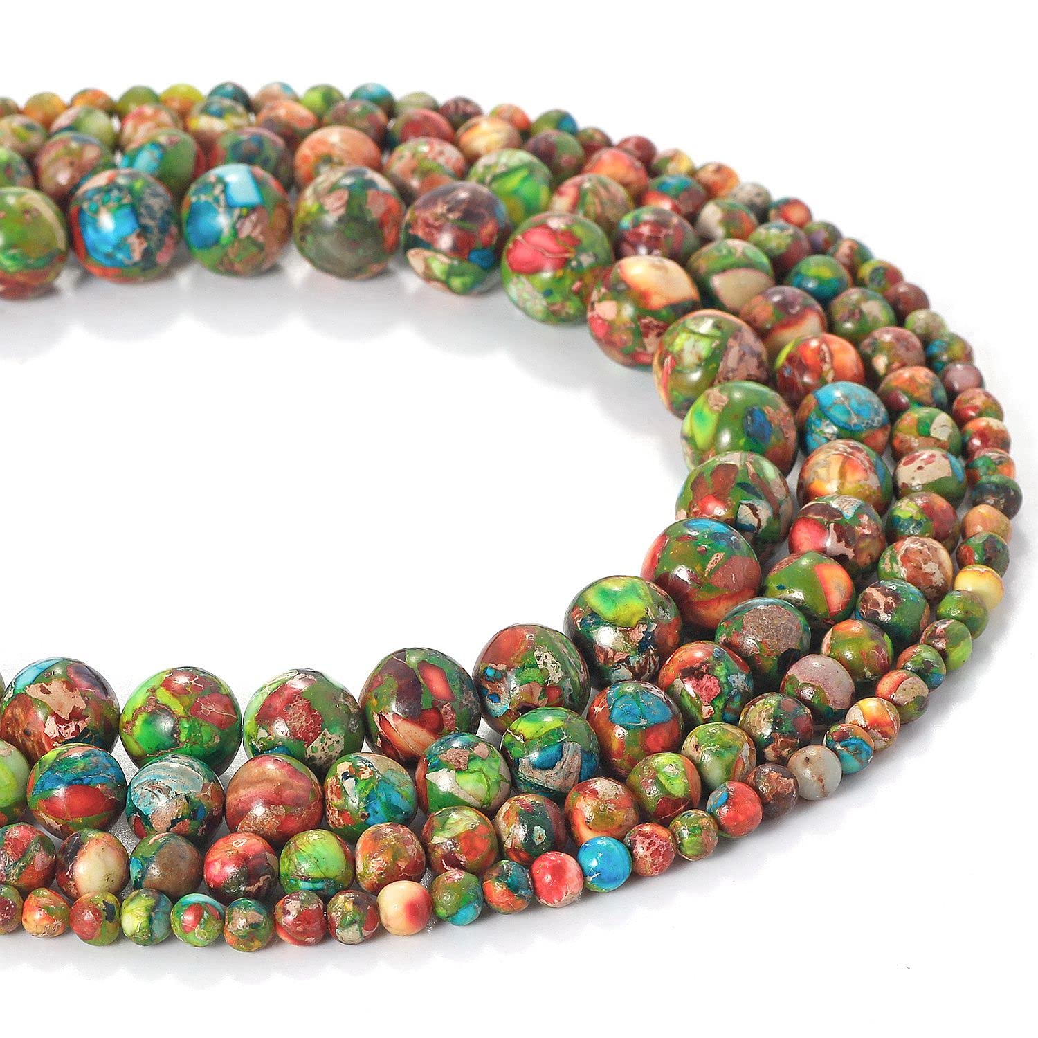 6mm Natural Emperor Jasper Round Loose Beads - DIY Jewelry Making Supplies for Bracelets, Necklaces & Crafts - Green Mix Stone Beads for Bohemian Style & Healing Crystal Jewelry (ZS-1215)