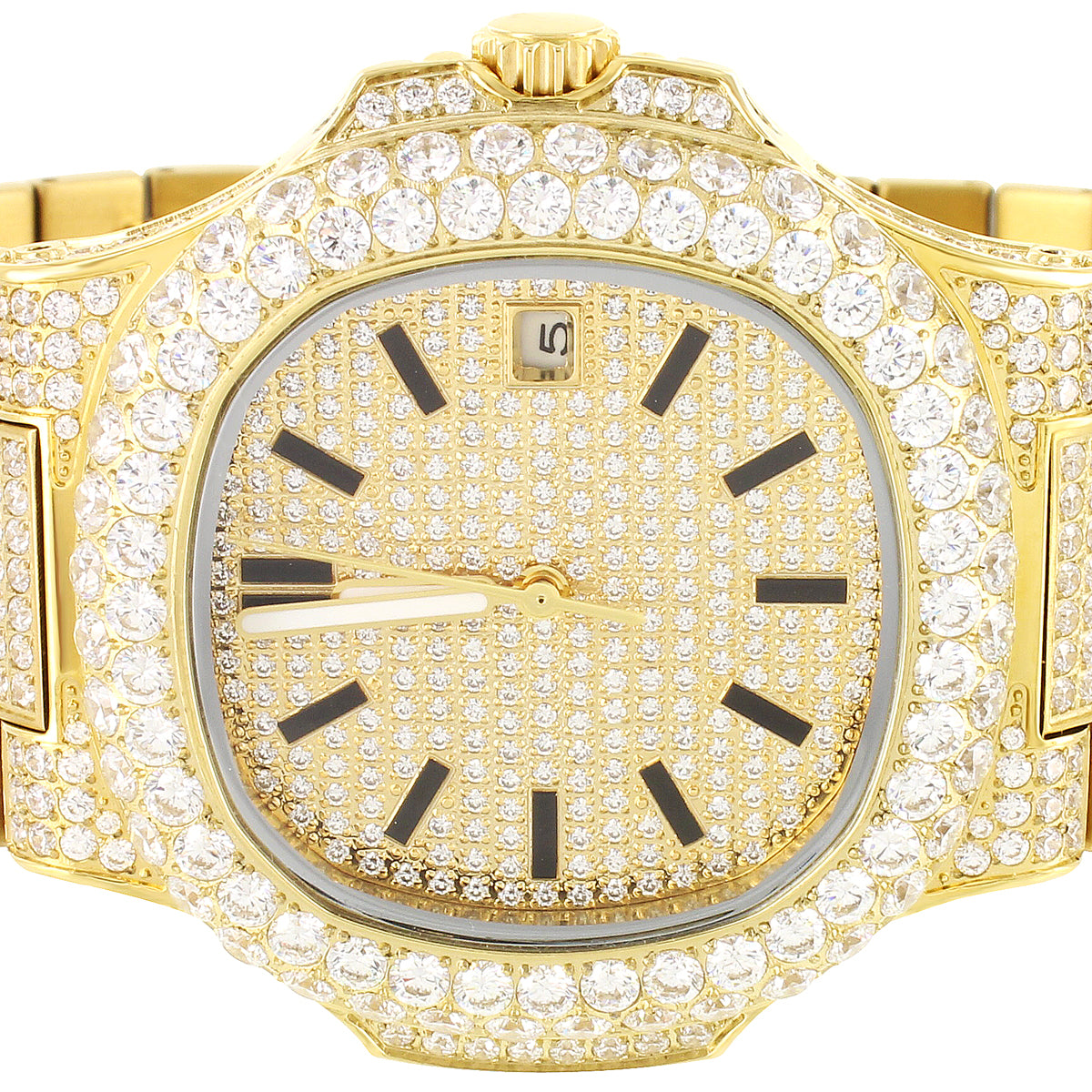 14k Gold Plated Stainless Steel Solitaire Bezel Luxury Men's Watch - Elegant Dress Watch for Business, Formal Events & Special Occasions
